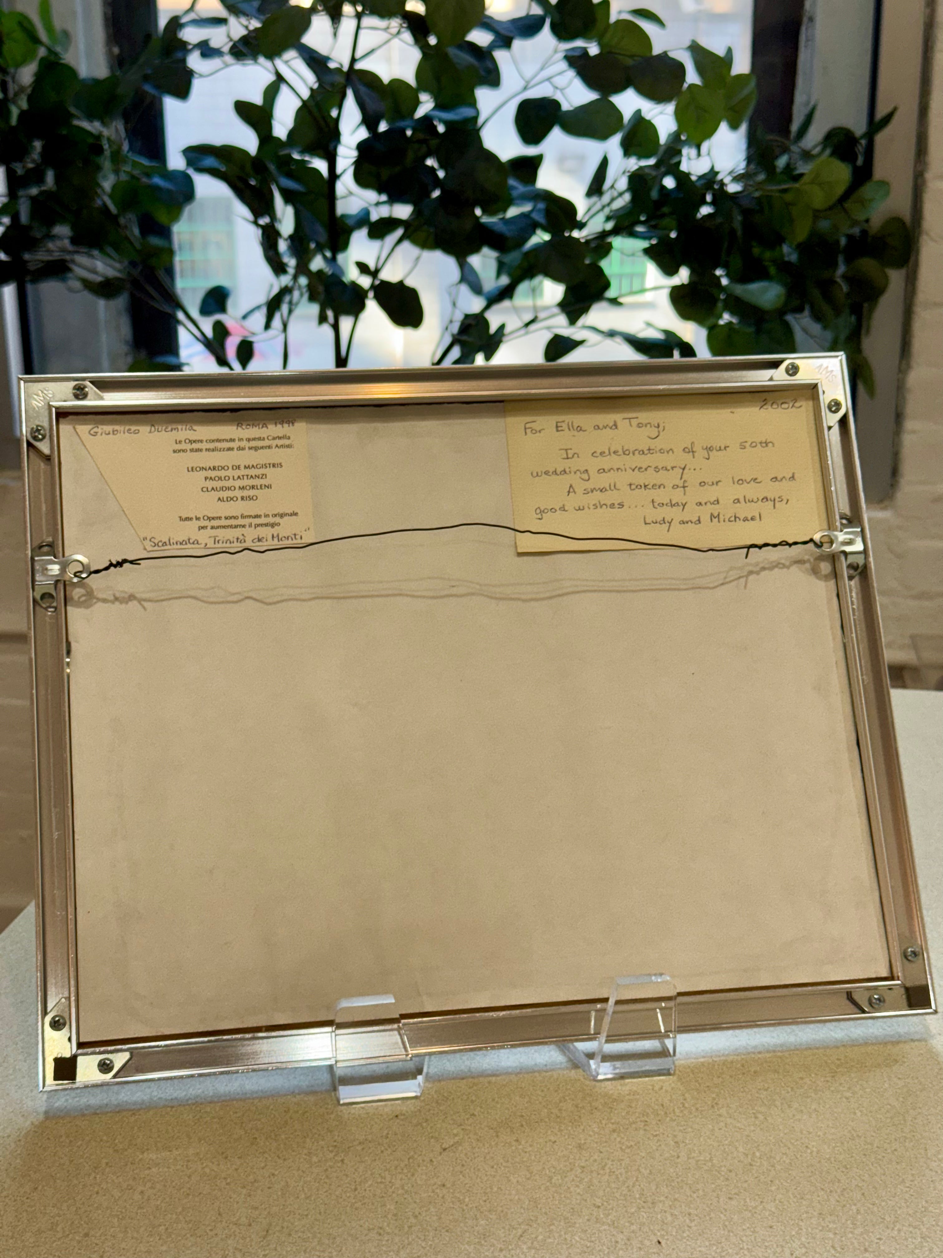 Framed Watercolor Painting with Handwritten Note