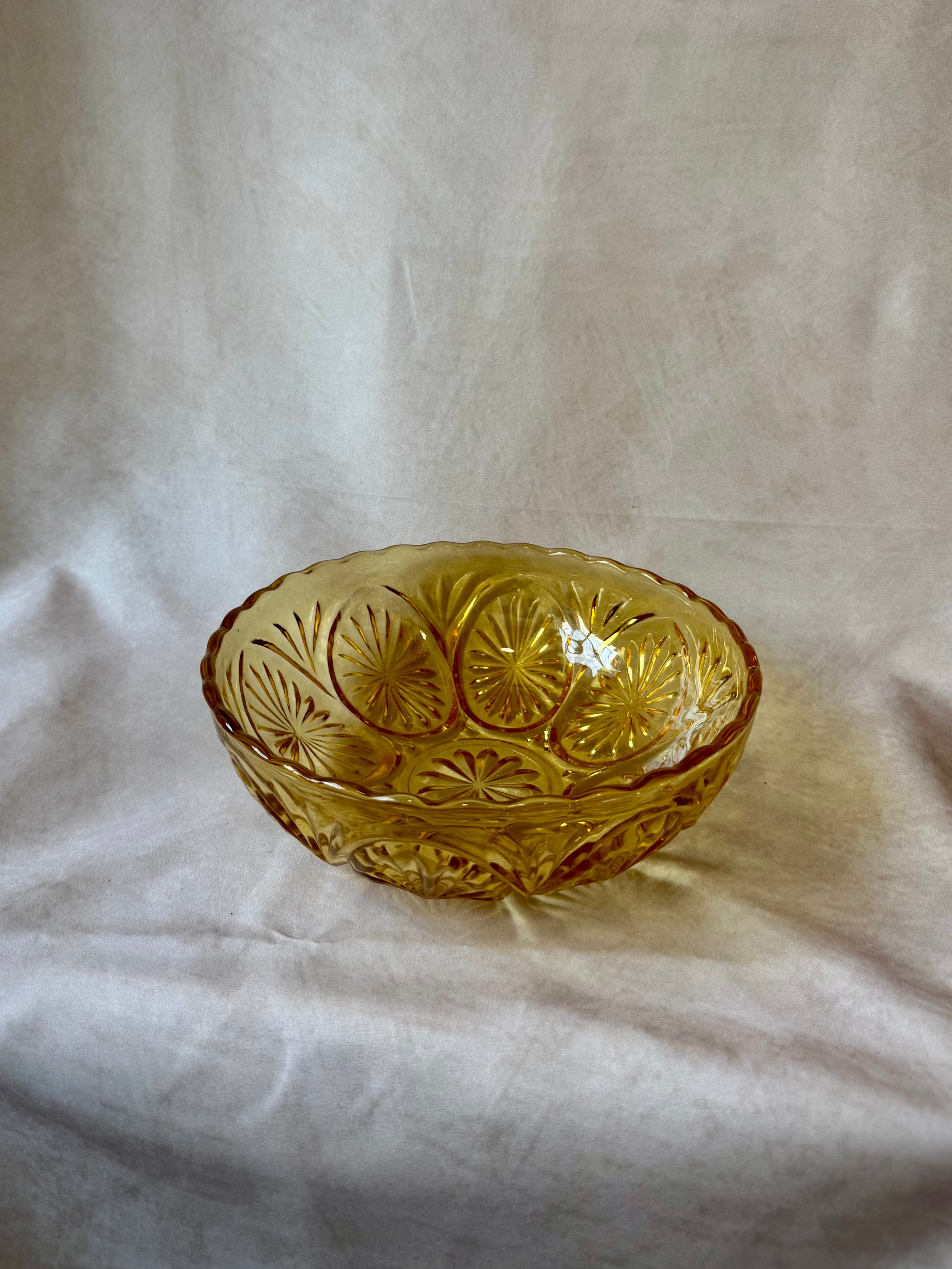 Vintage Anchor Hocking Amber Glass Serving Bowl