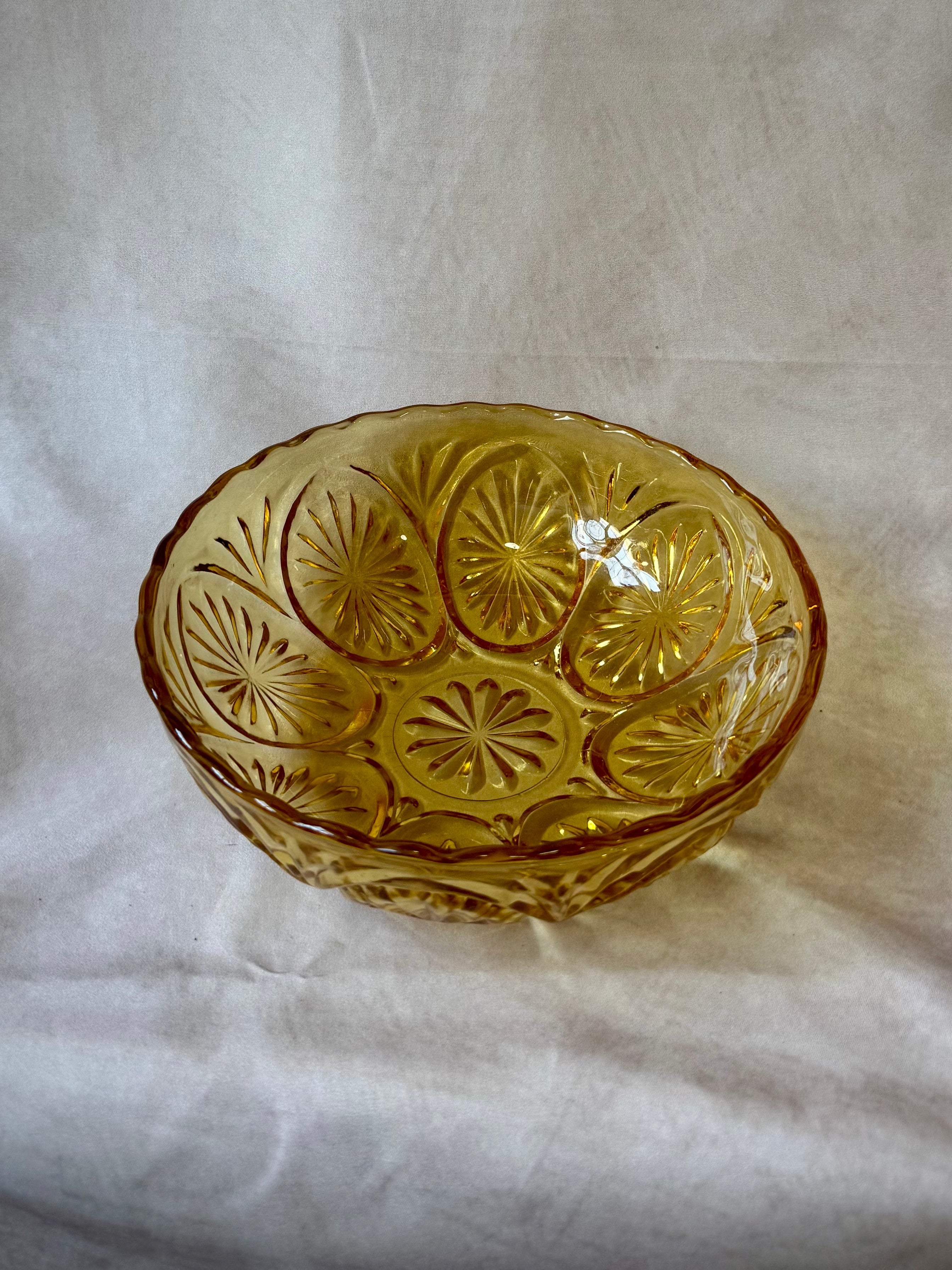 Vintage Anchor Hocking Amber Glass Serving Bowl