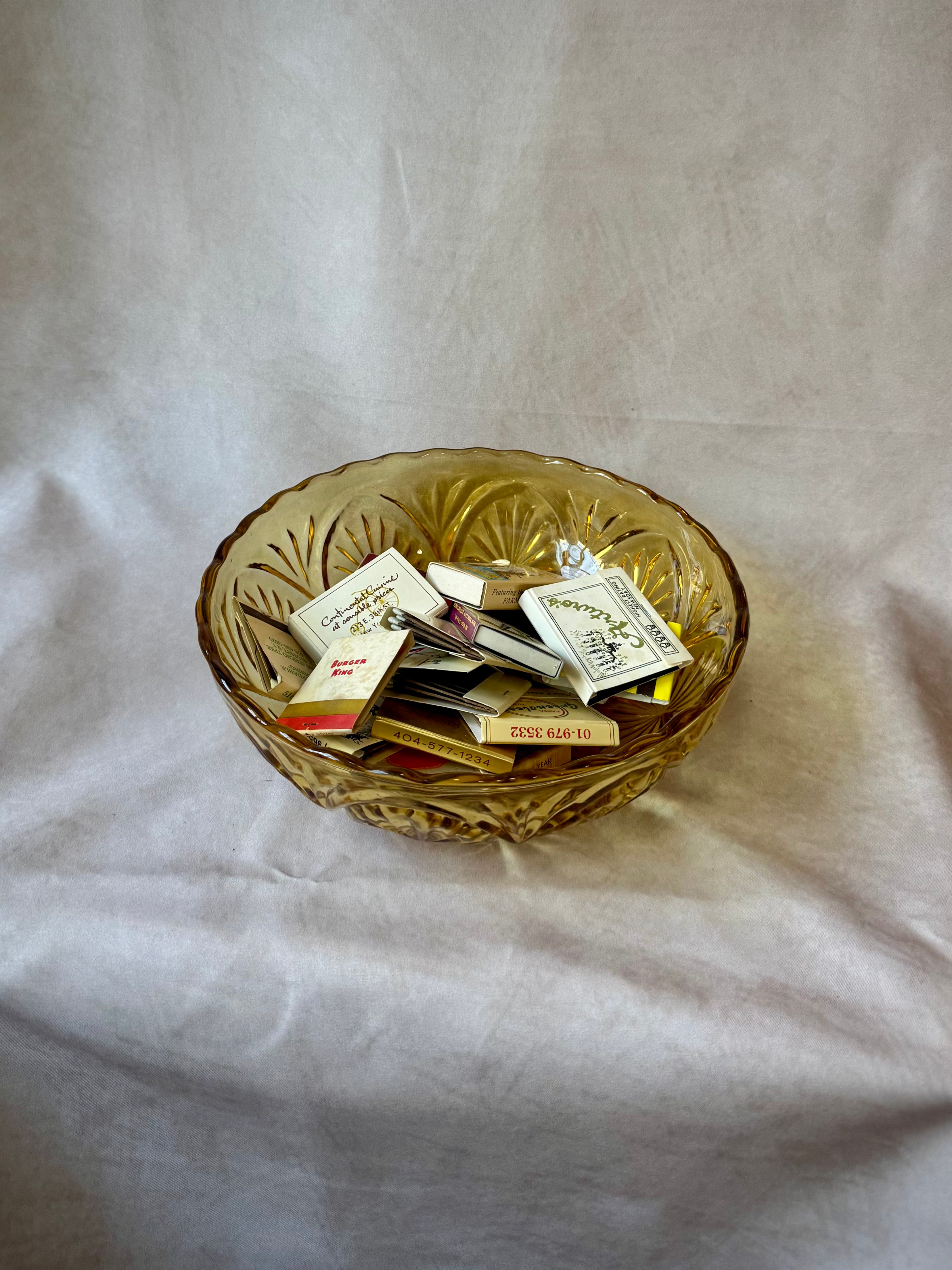 Vintage Anchor Hocking Amber Glass Serving Bowl