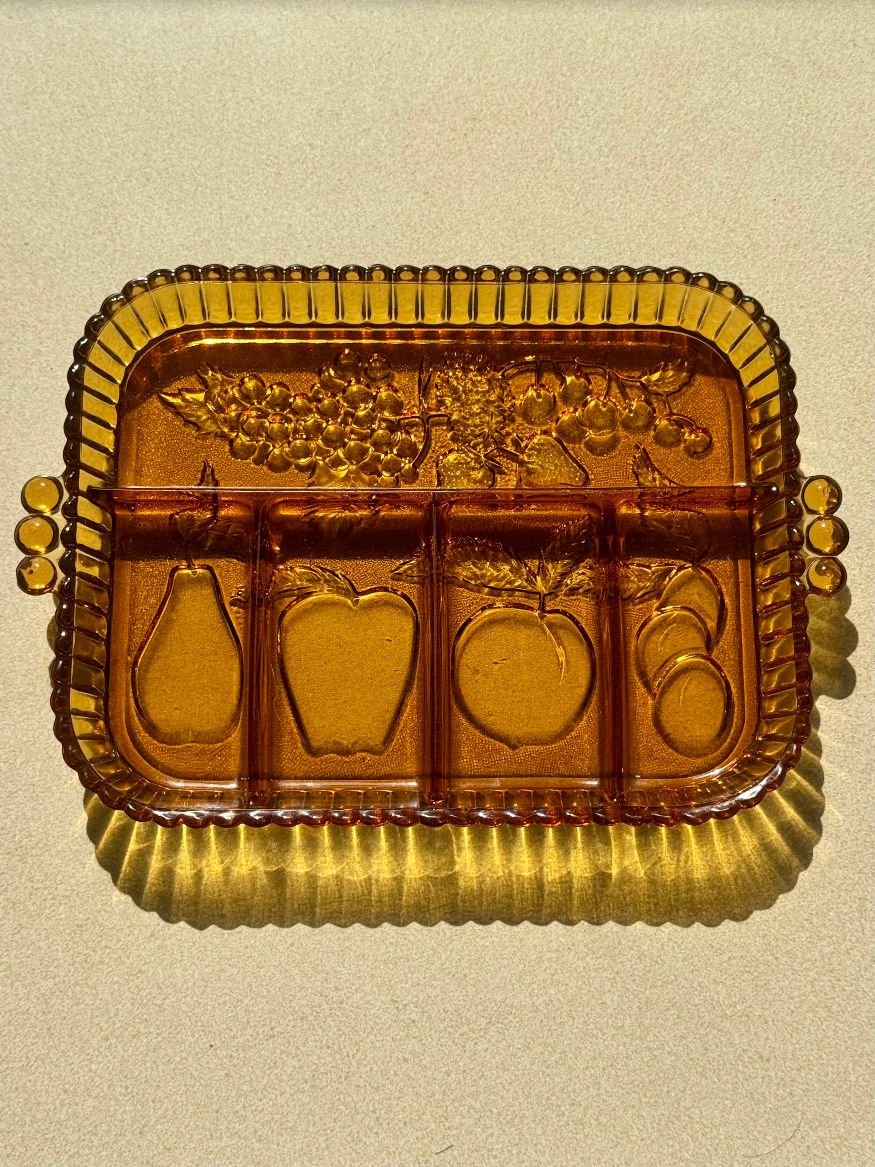 Indiana Glass Amber Snack Tray