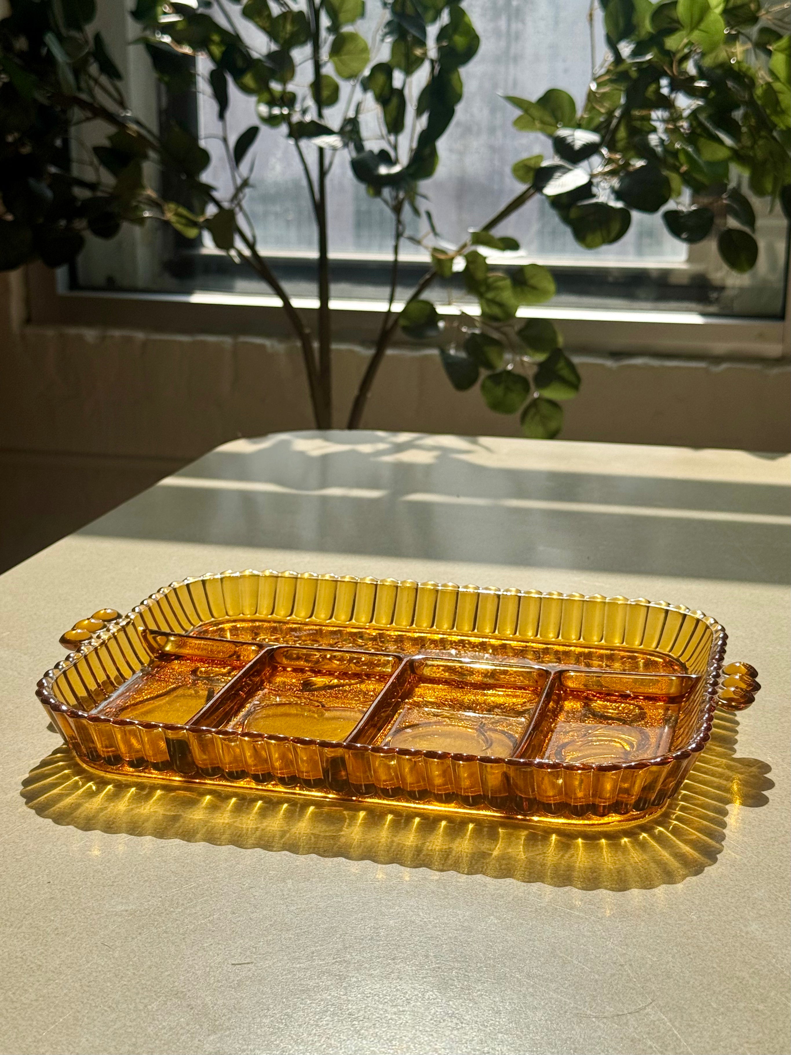 Indiana Glass Amber Snack Tray