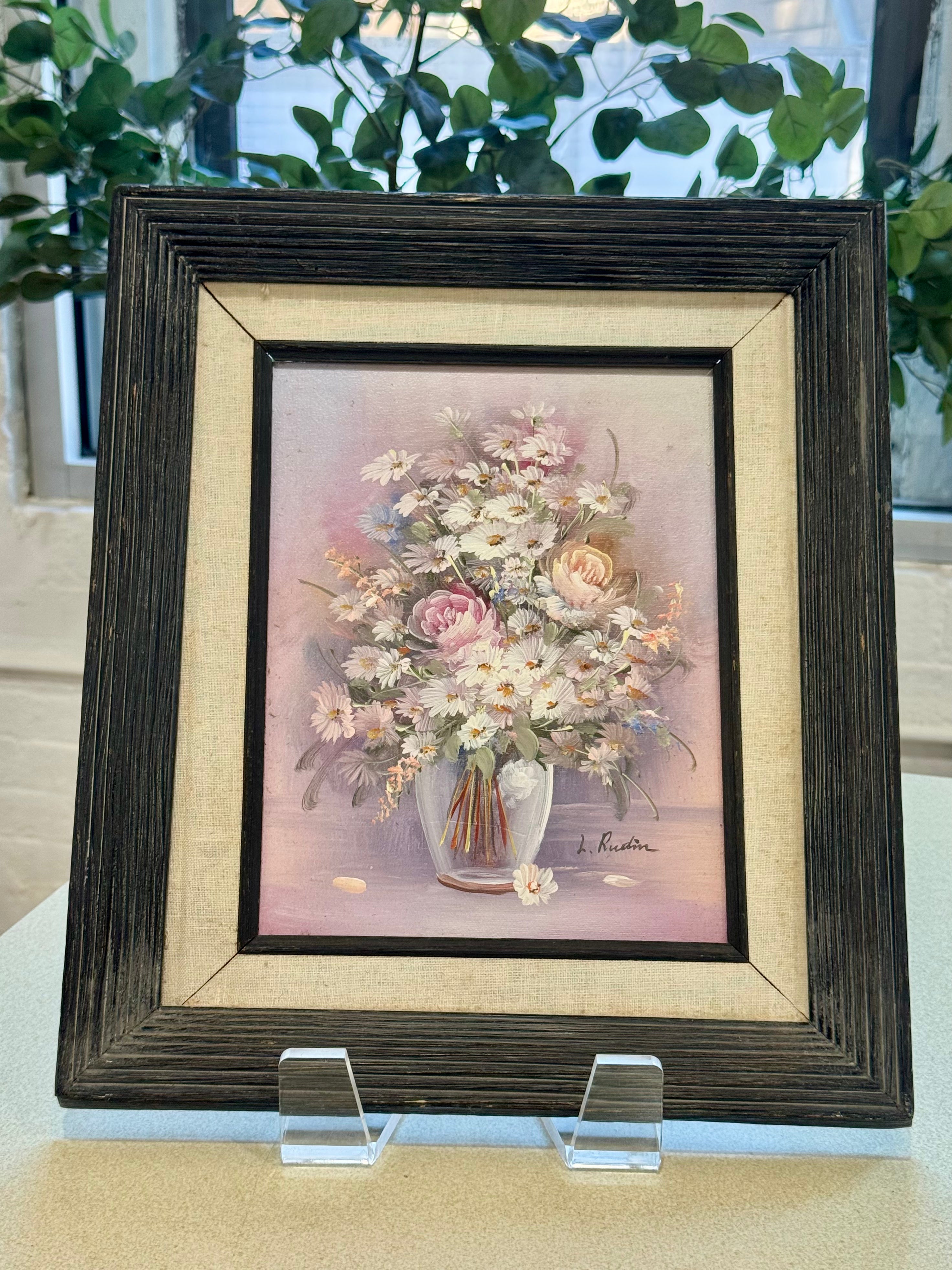 Framed Floral Oil Painting