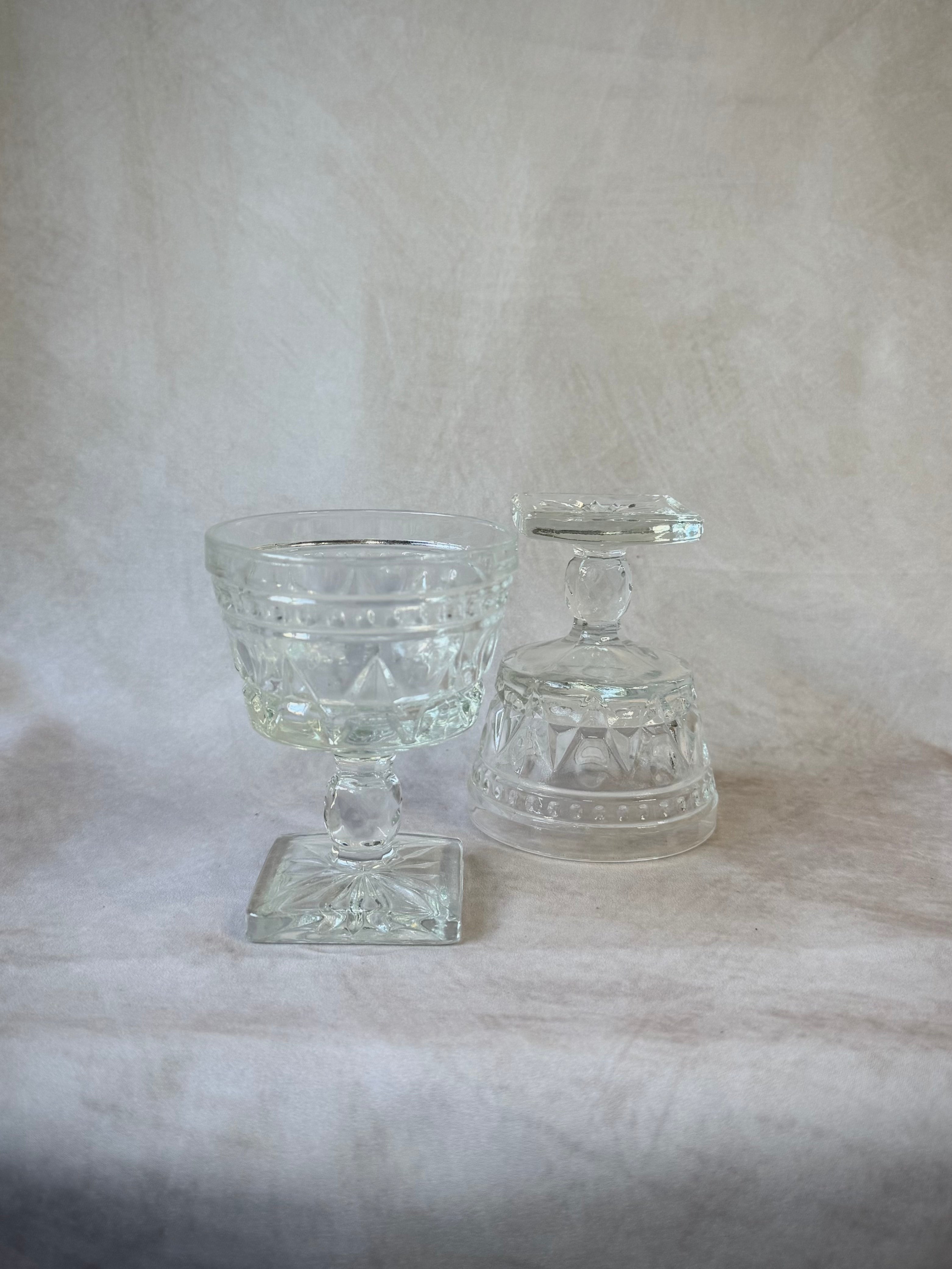 Vintage Indiana Glass Etched Coupes