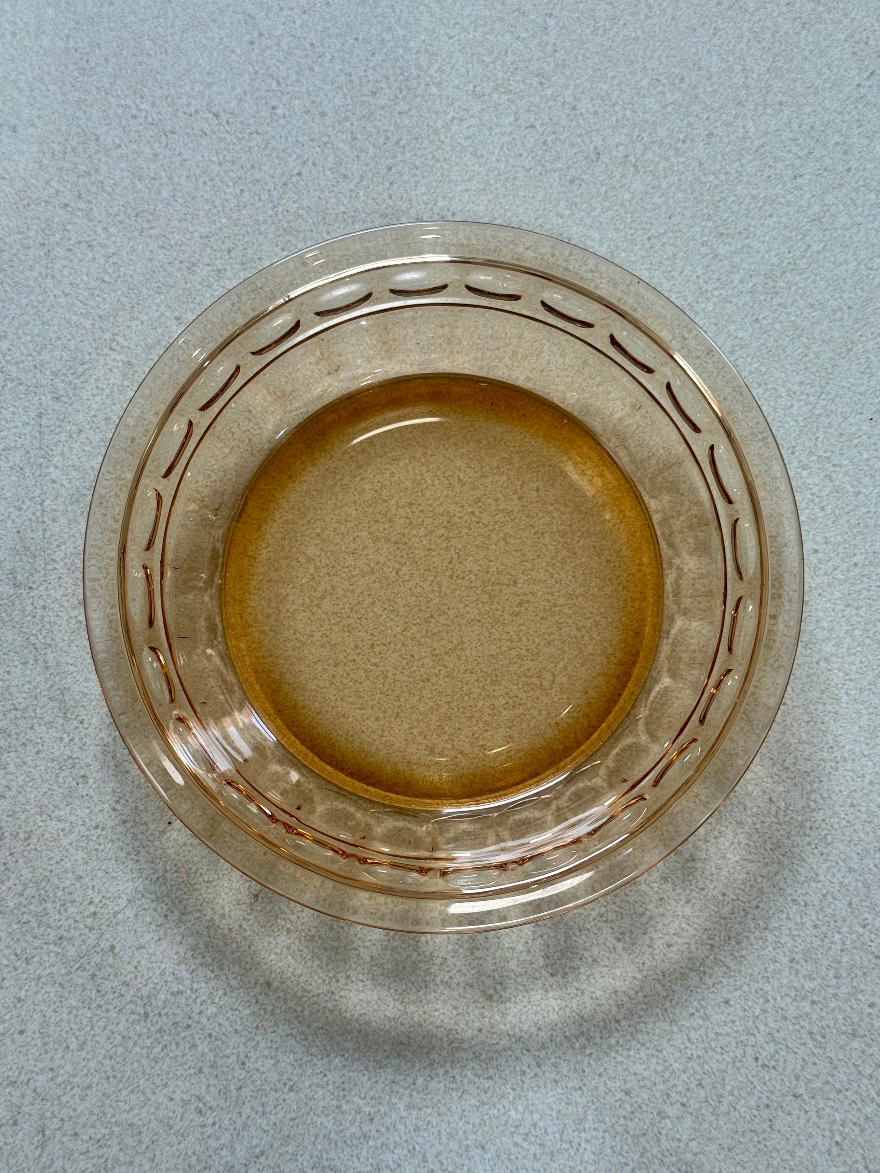 Depression Era Amber Glass Fostoria Hermitage Patterned Bowl