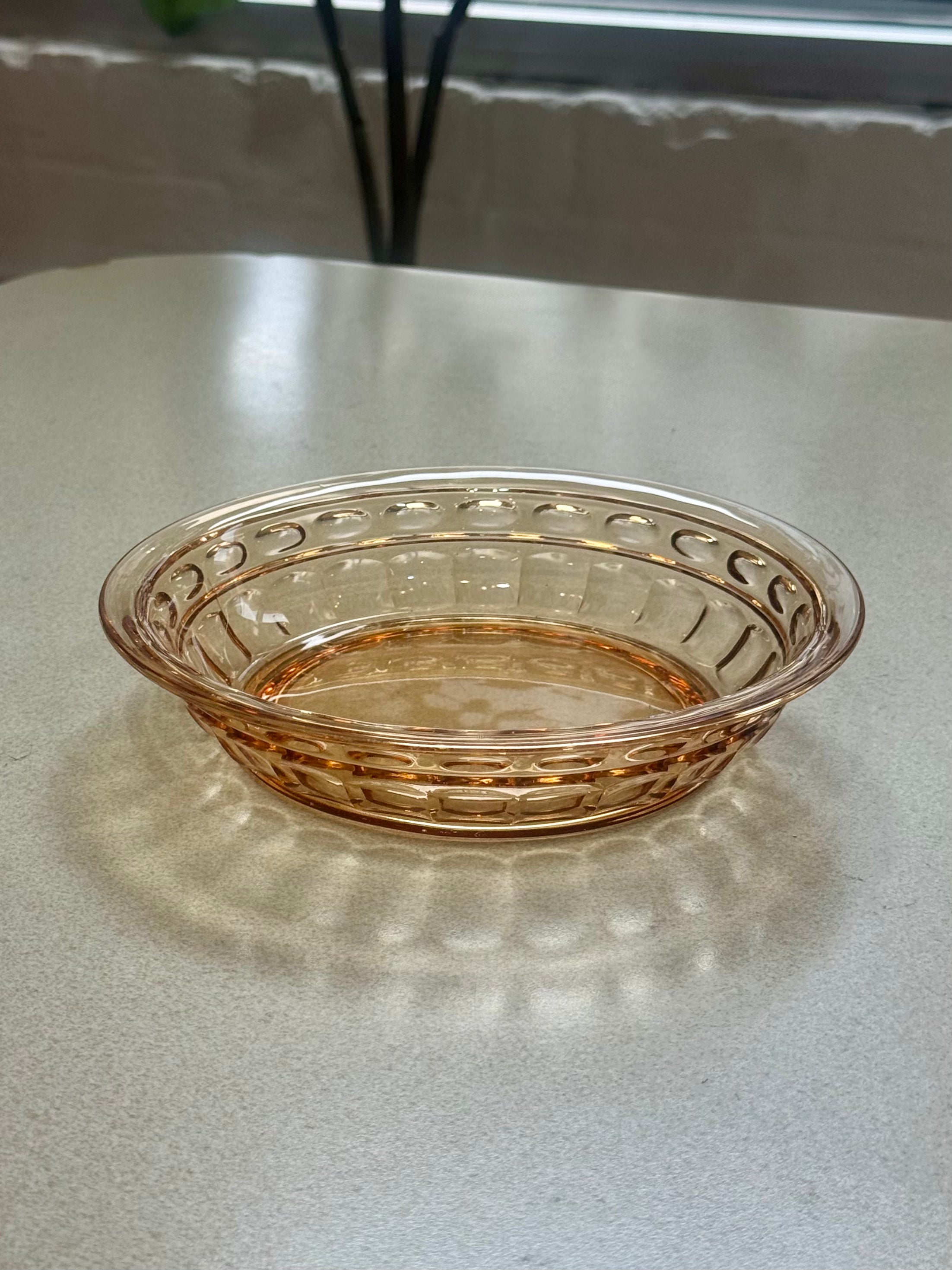 Depression Era Amber Glass Fostoria Hermitage Patterned Bowl