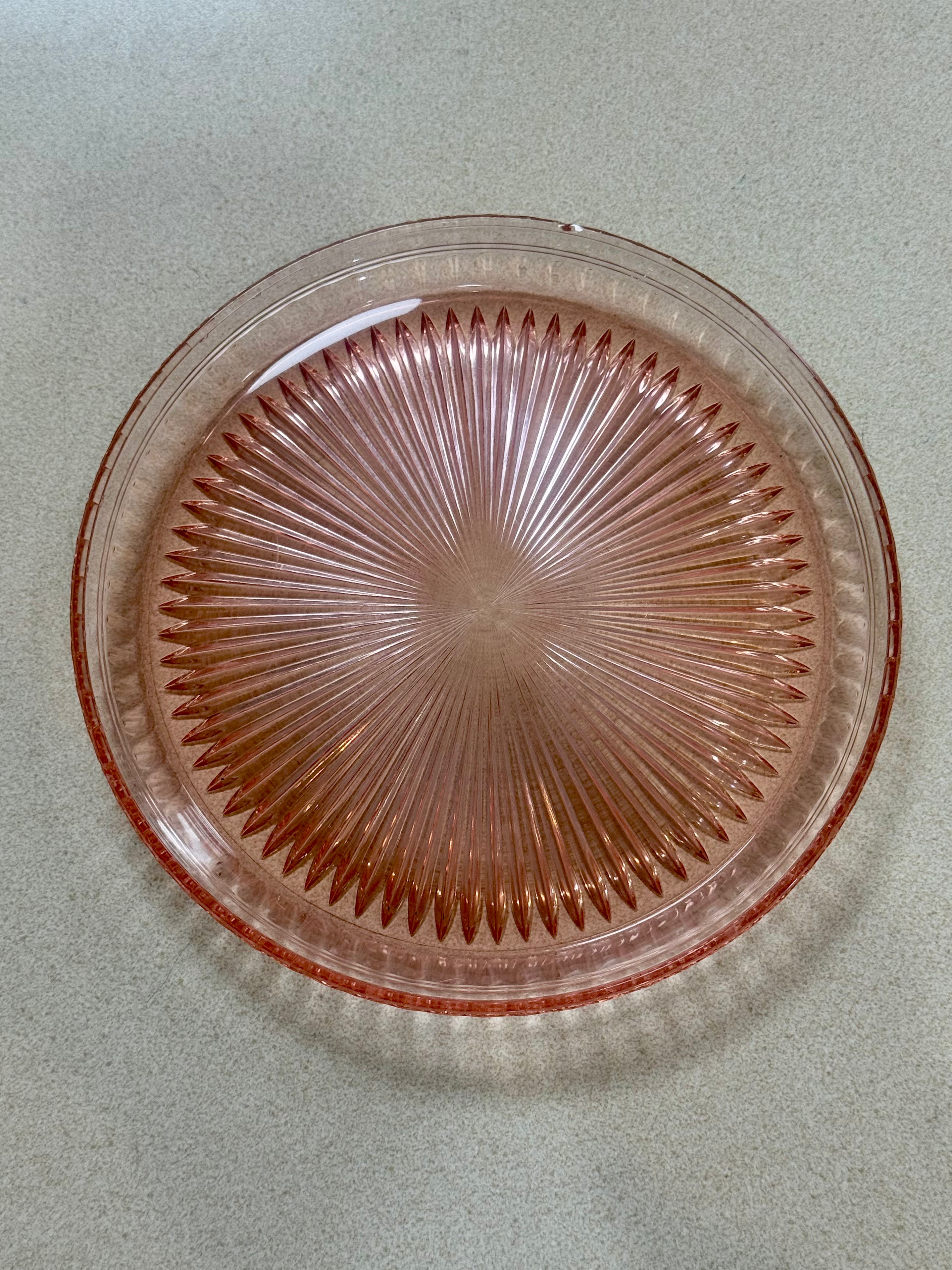 Depression Era Pink Glass Dessert Plate