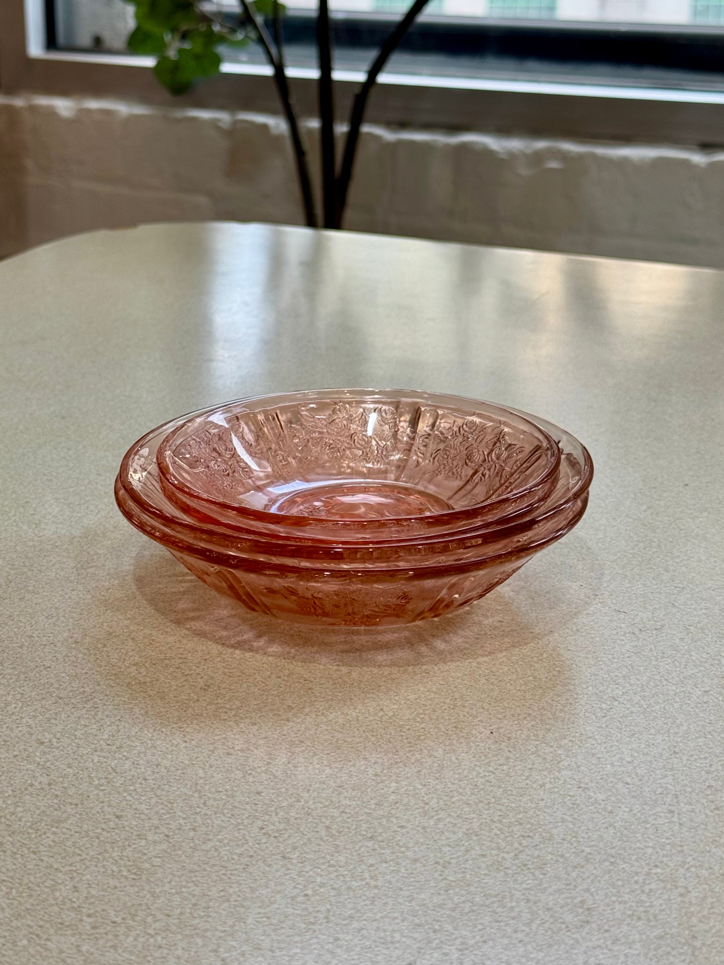 Pink Floral Etched Bowl