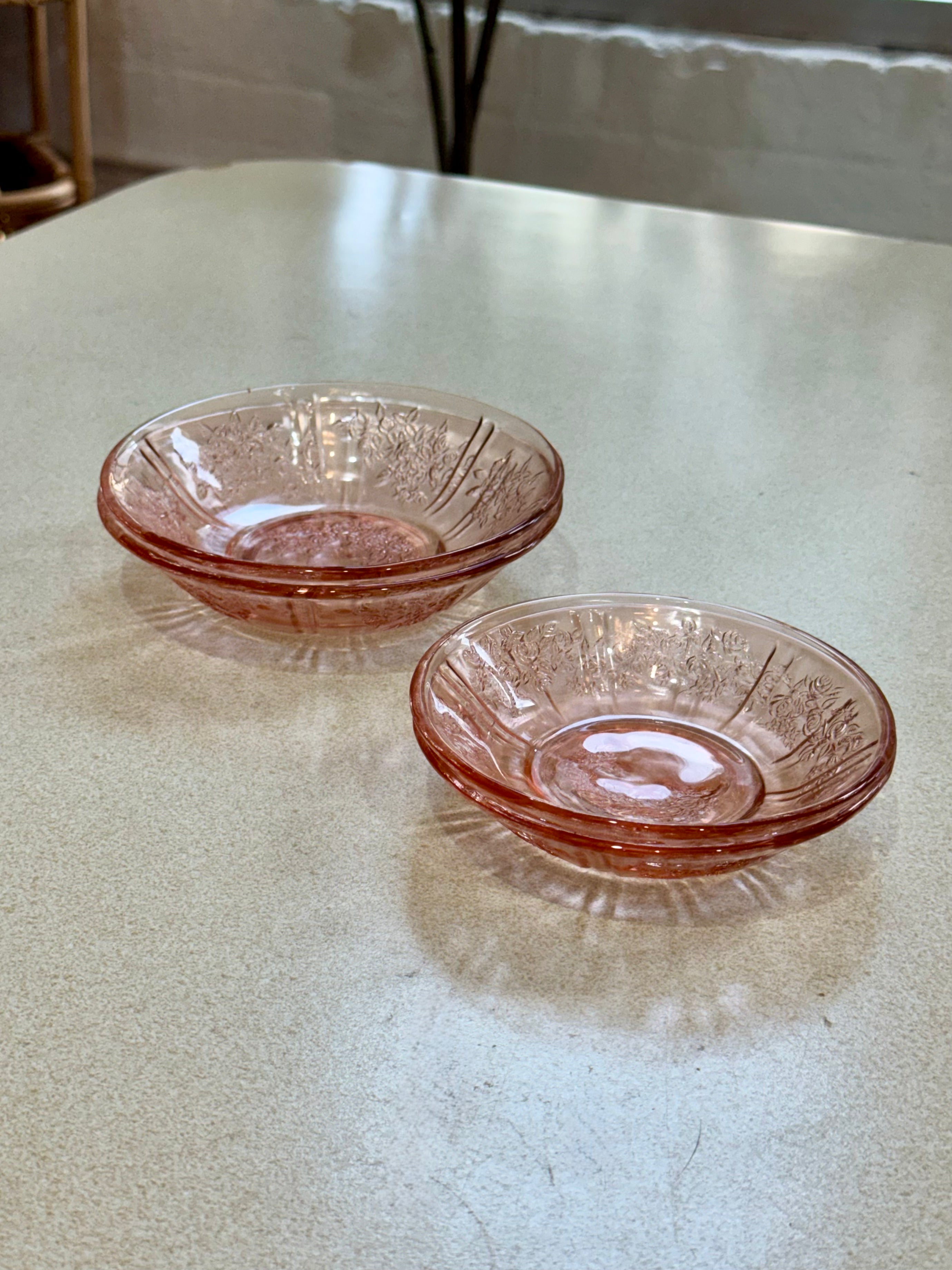 Pink Floral Etched Bowl