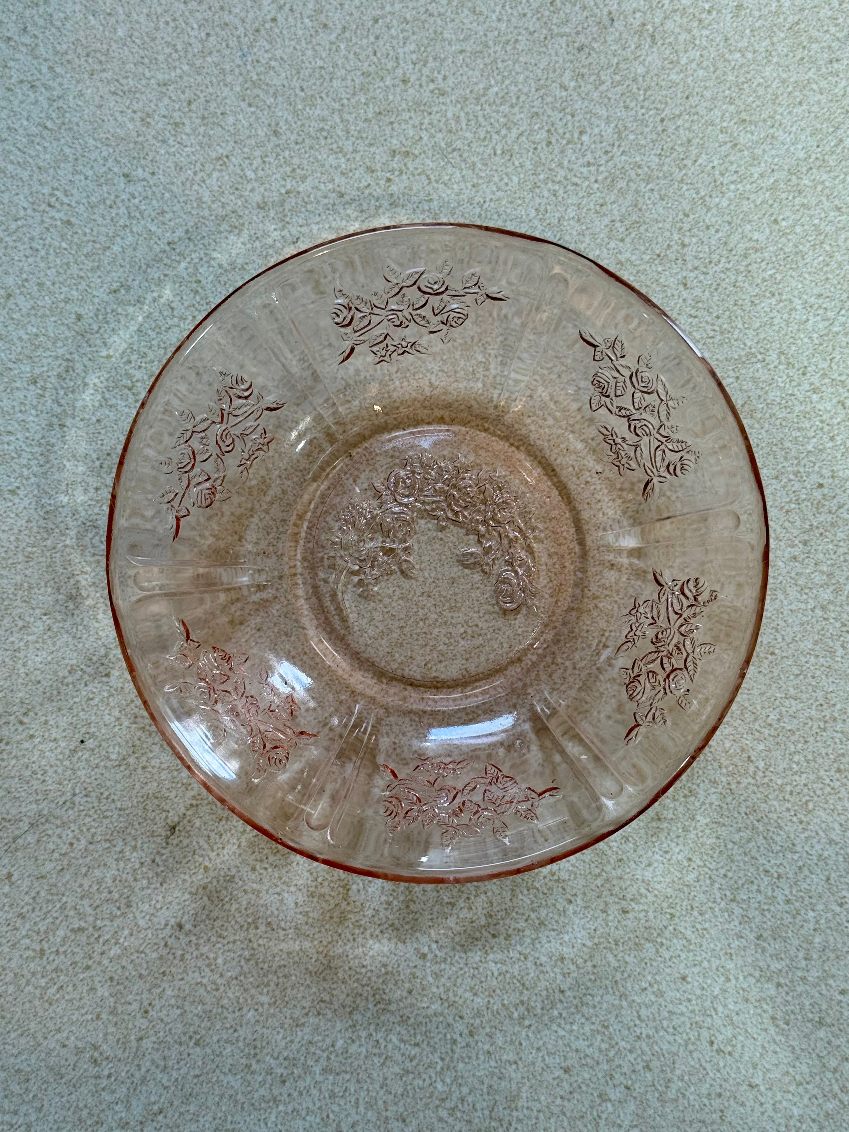 Pink Floral Etched Bowl