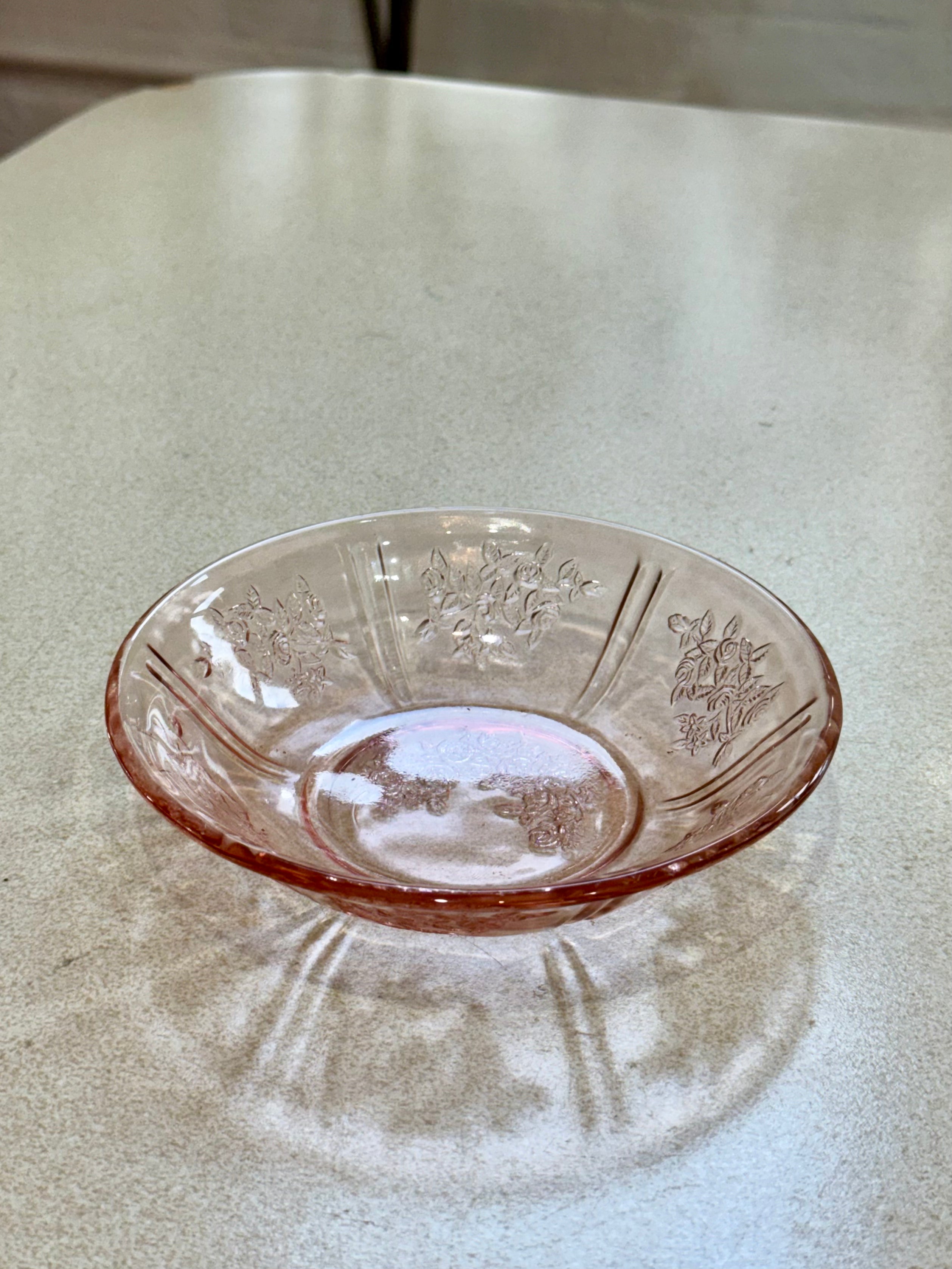 Pink Floral Etched Bowl