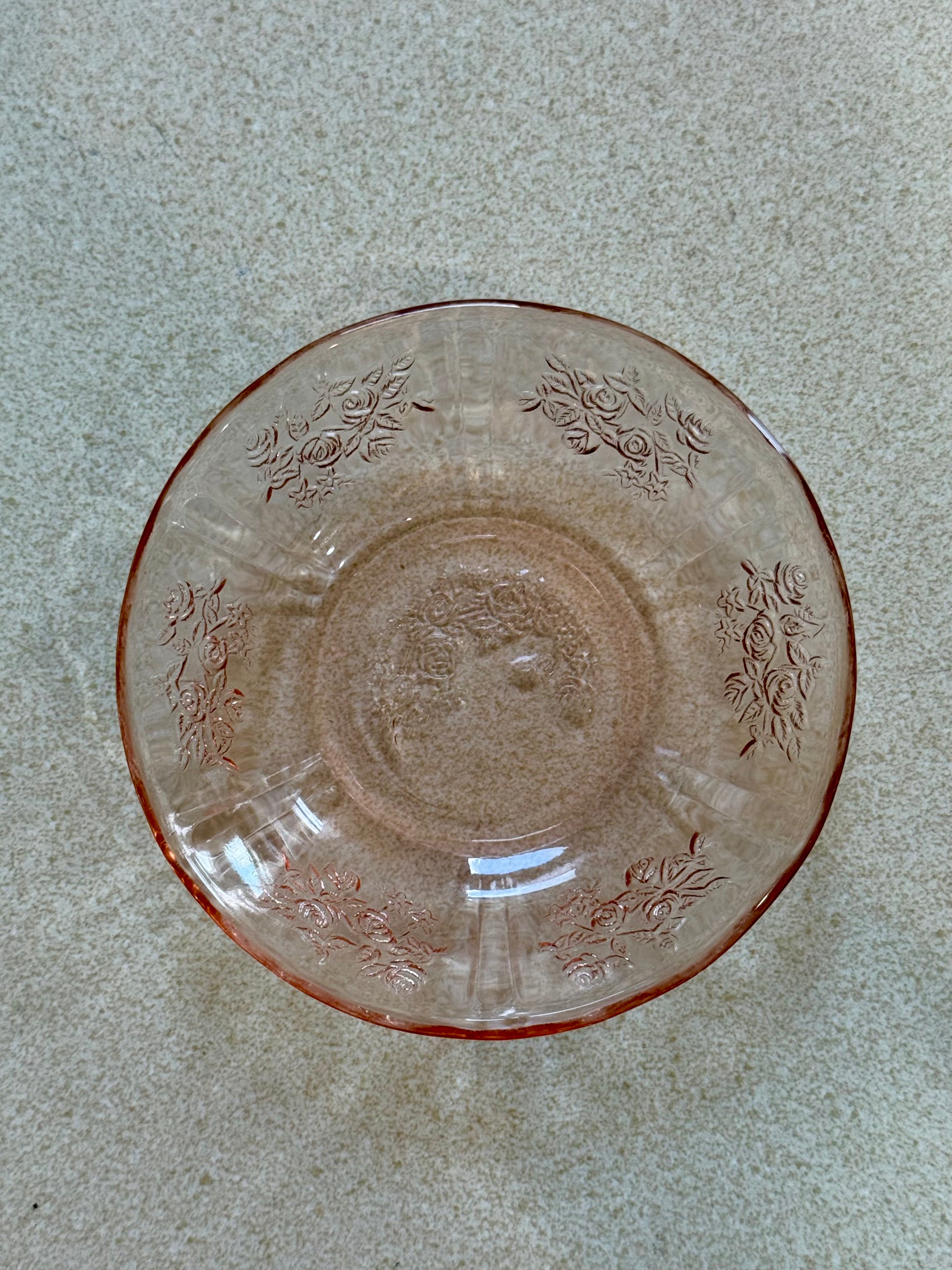 Pink Floral Etched Bowl