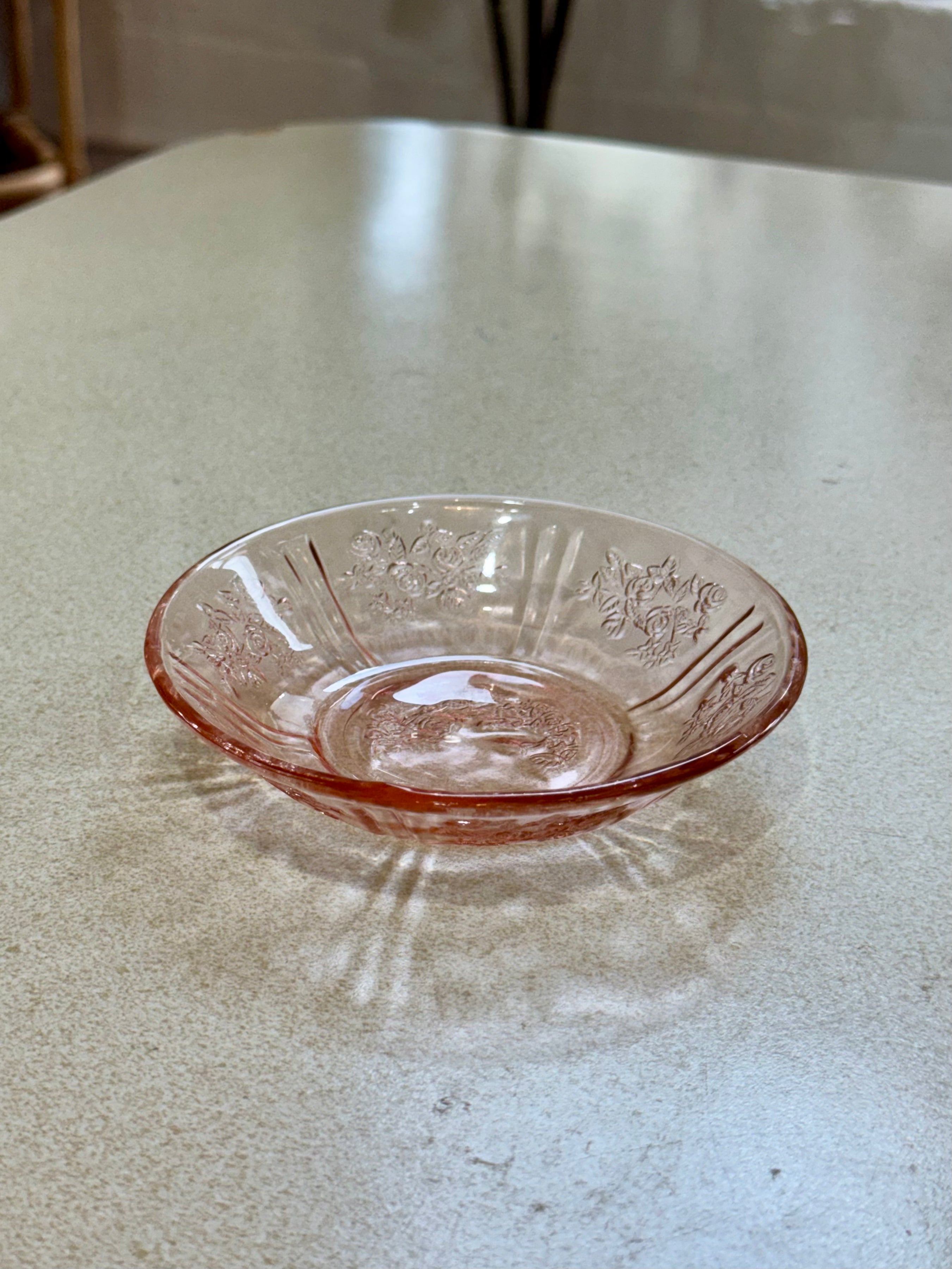 Pink Floral Etched Bowl