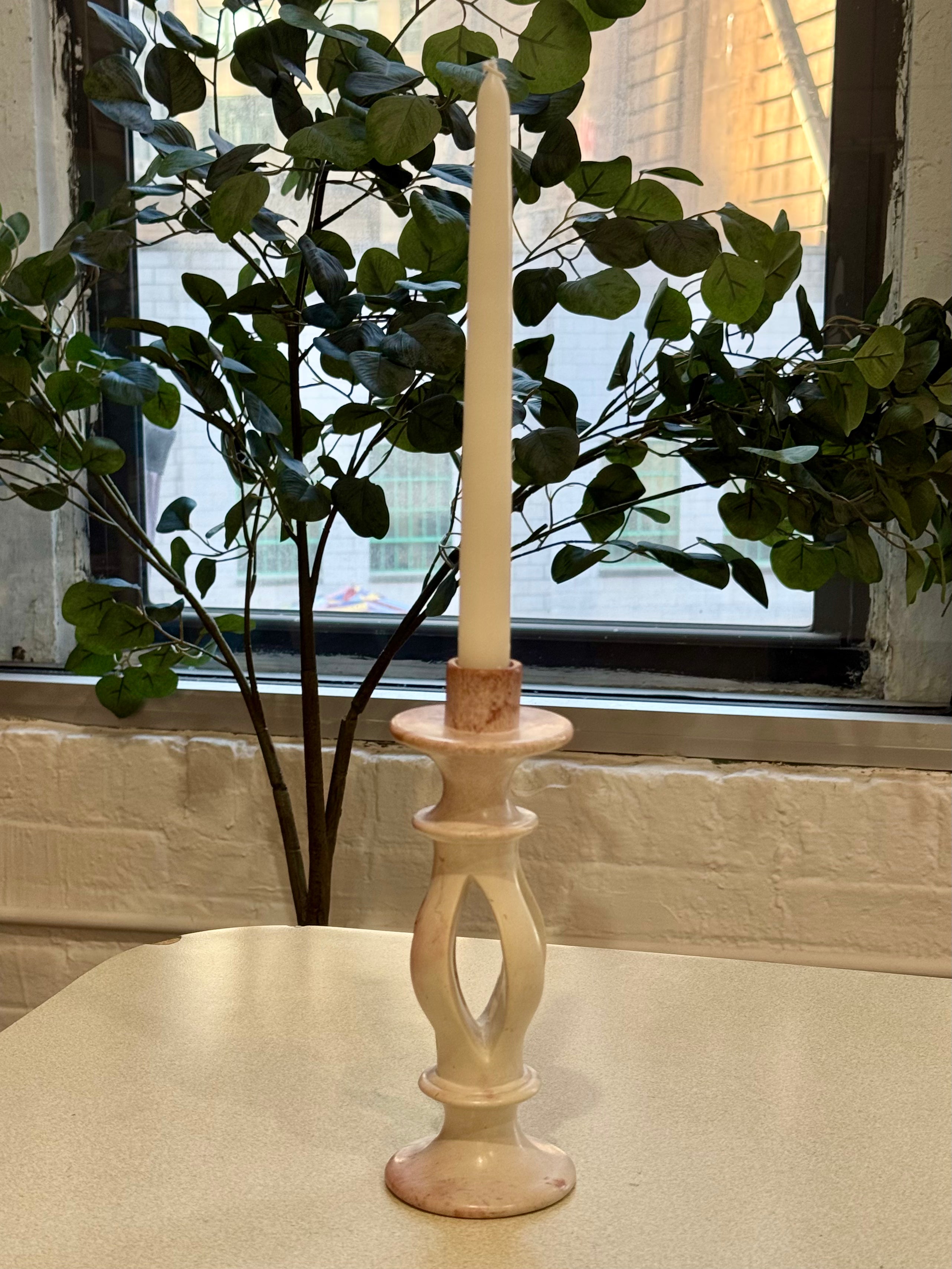 Marble Hand Carved Taper Candlestick Holder