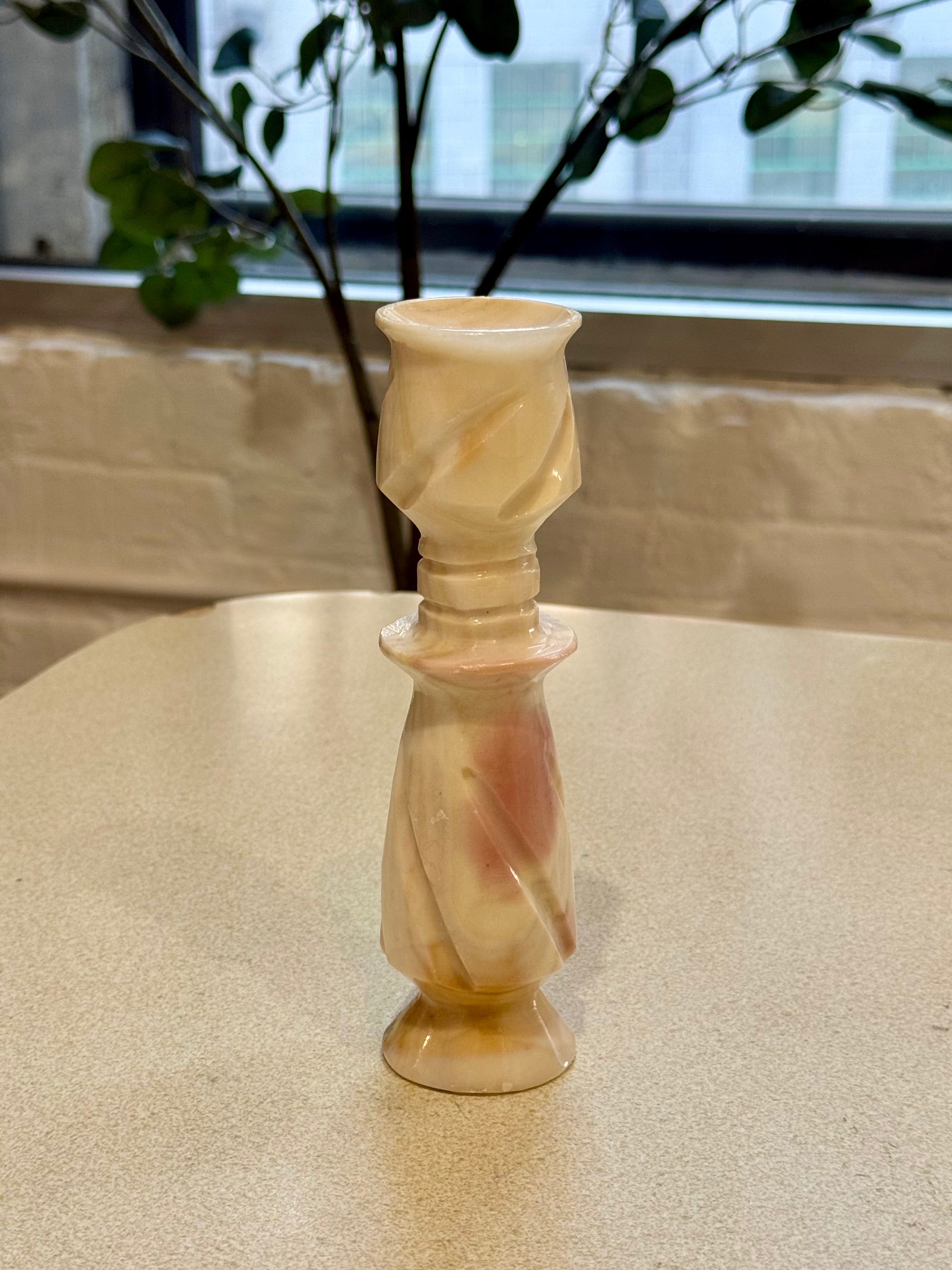 Carved Onyx Taper Candlestick Holder