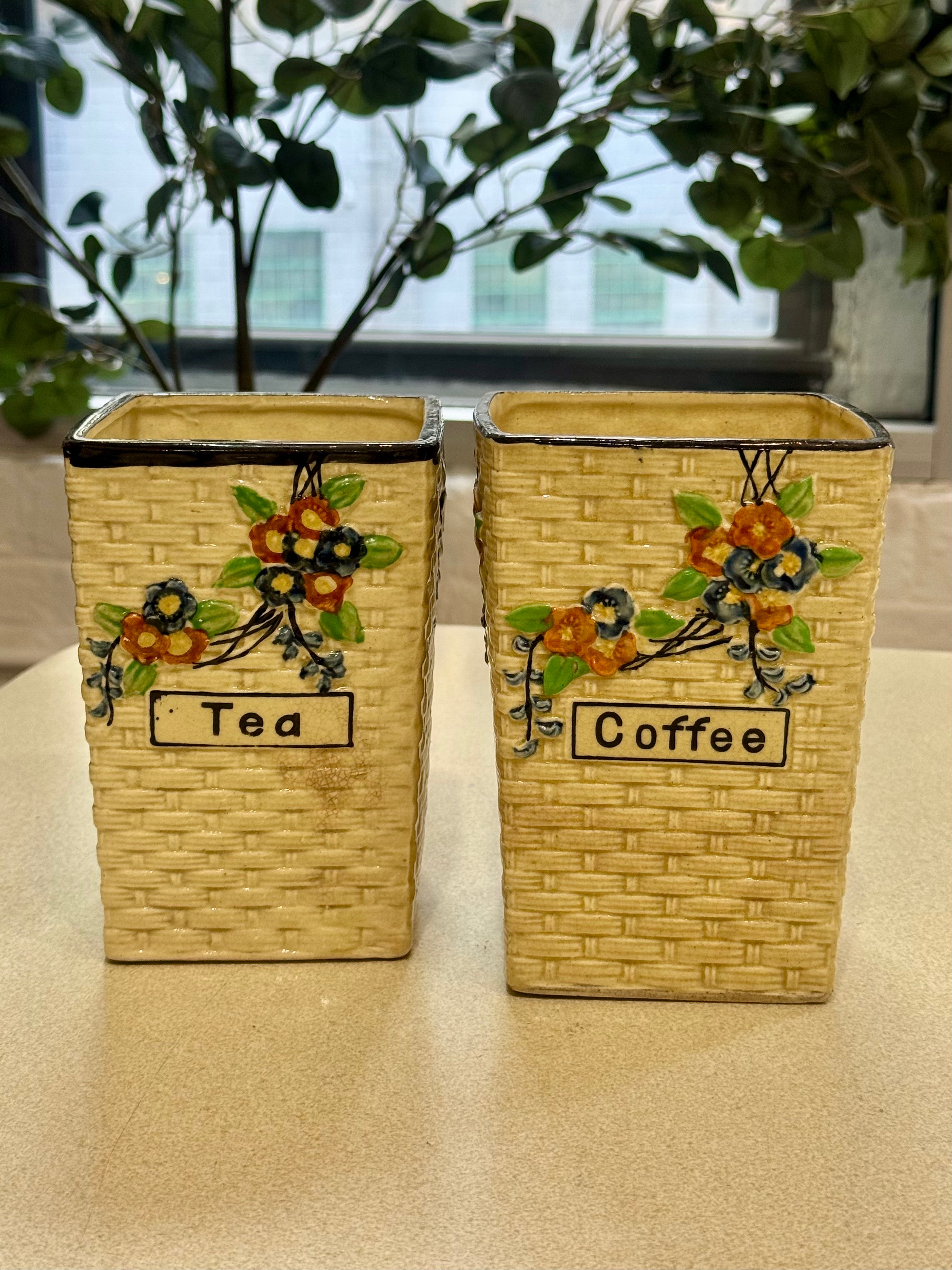 Basketweave Ceramic Coffee Canister