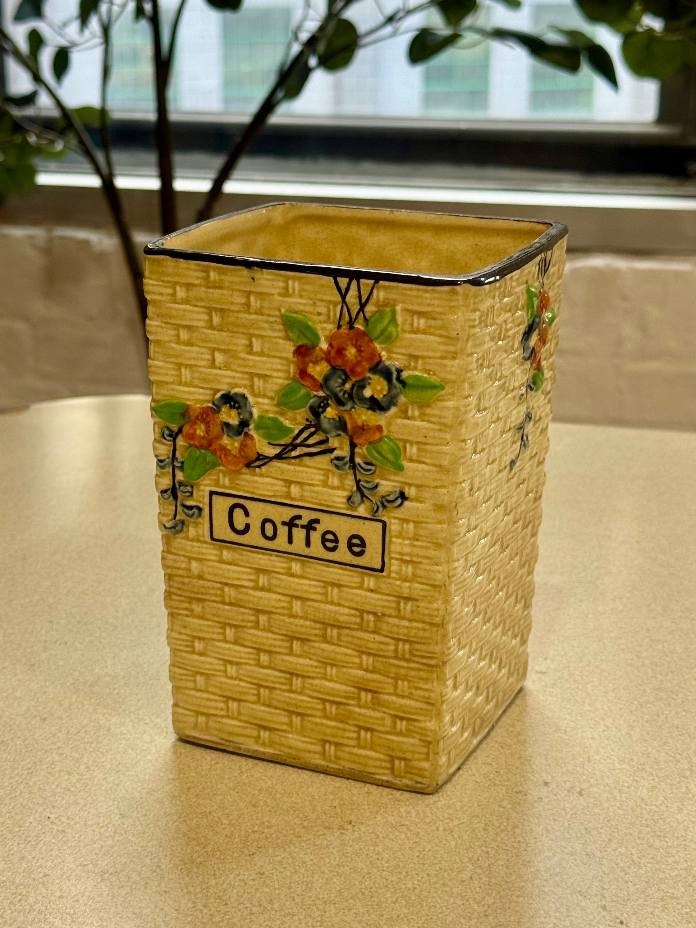 Basketweave Ceramic Coffee Canister