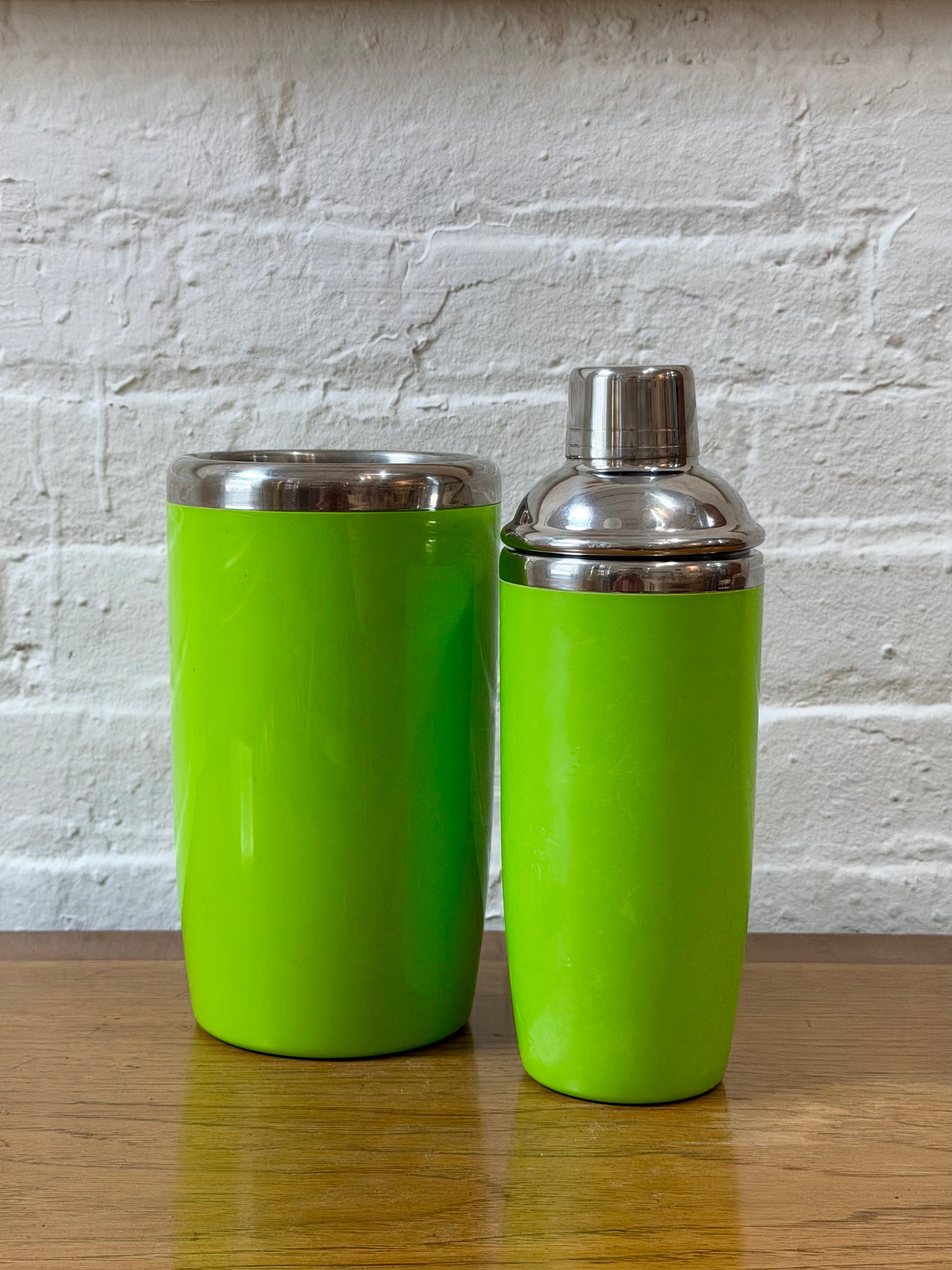 Lime Green Stainless Steel Cocktail Shaker and Wine Chiller