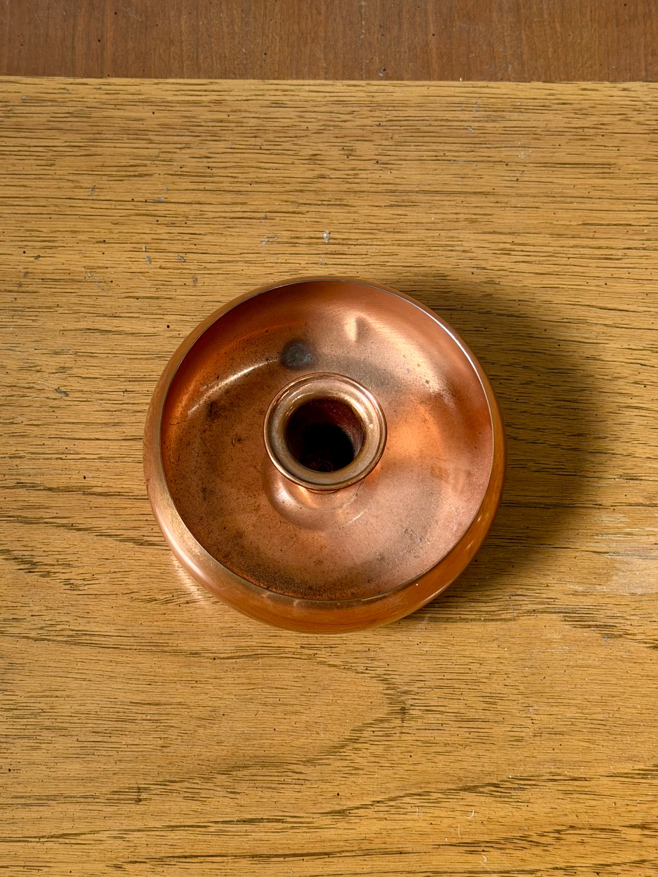 Round Copper Bowl Taper Candle Holder