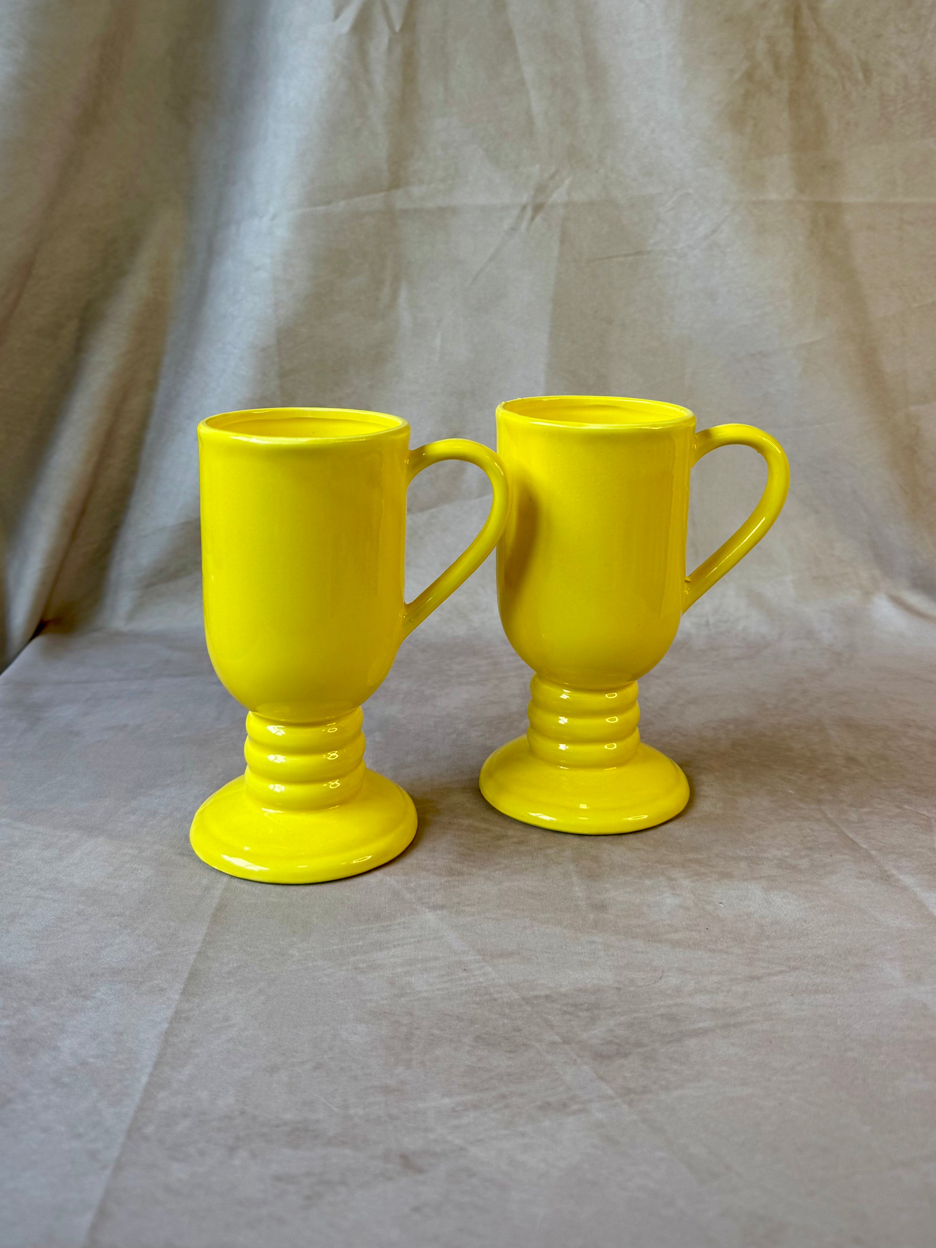 Vintage McCoy Pottery Yellow Ceramic Mugs