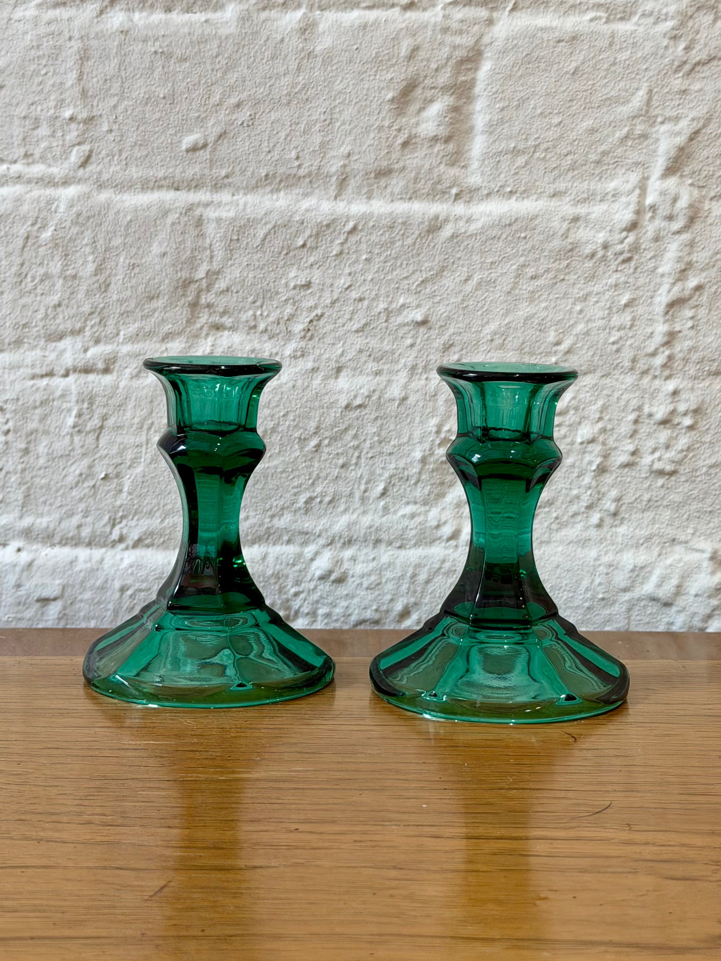 Indiana Glass Paneled Taper Candlestick Holders