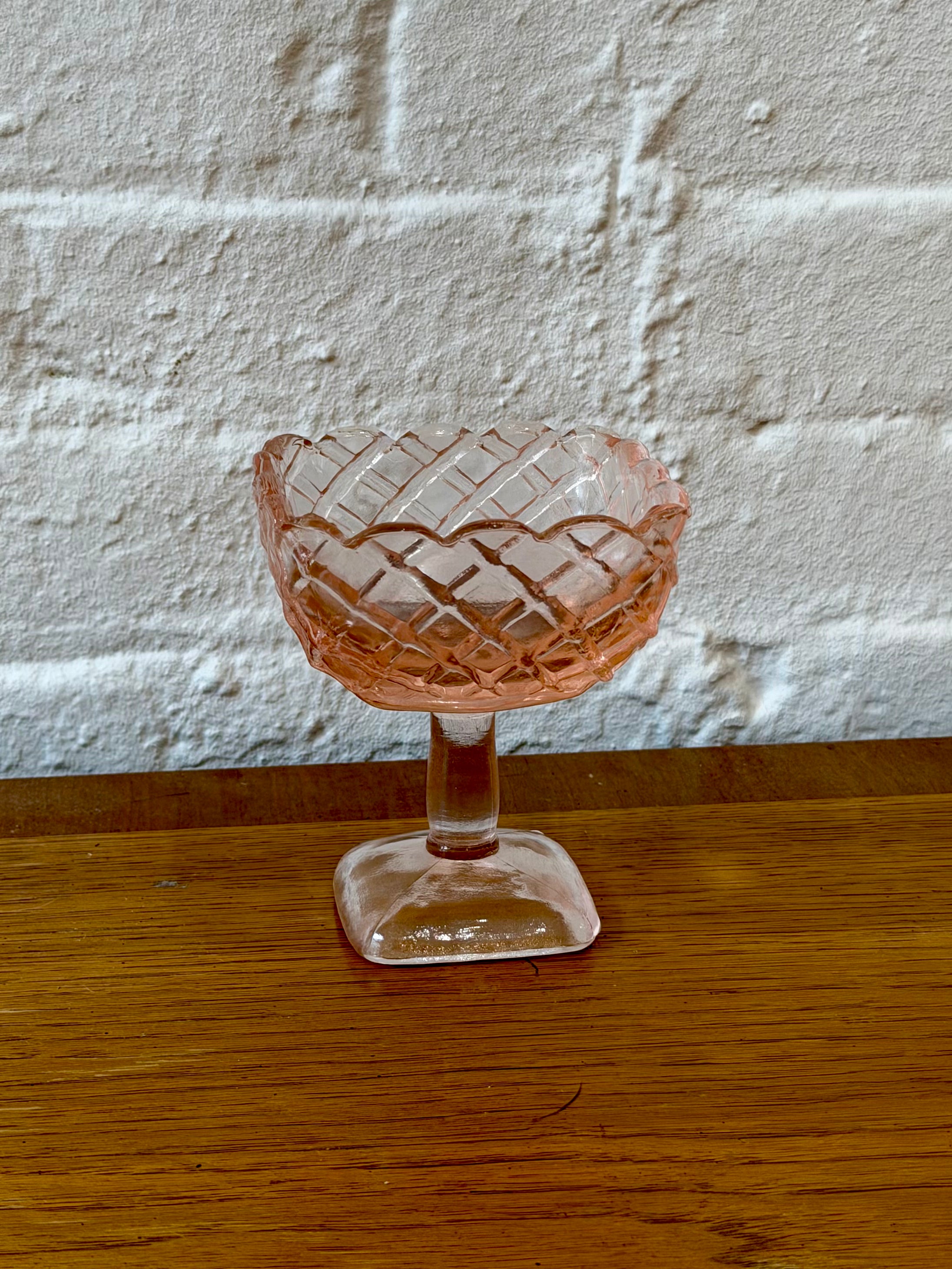 Pink Trellis Glass Pedestal Dish