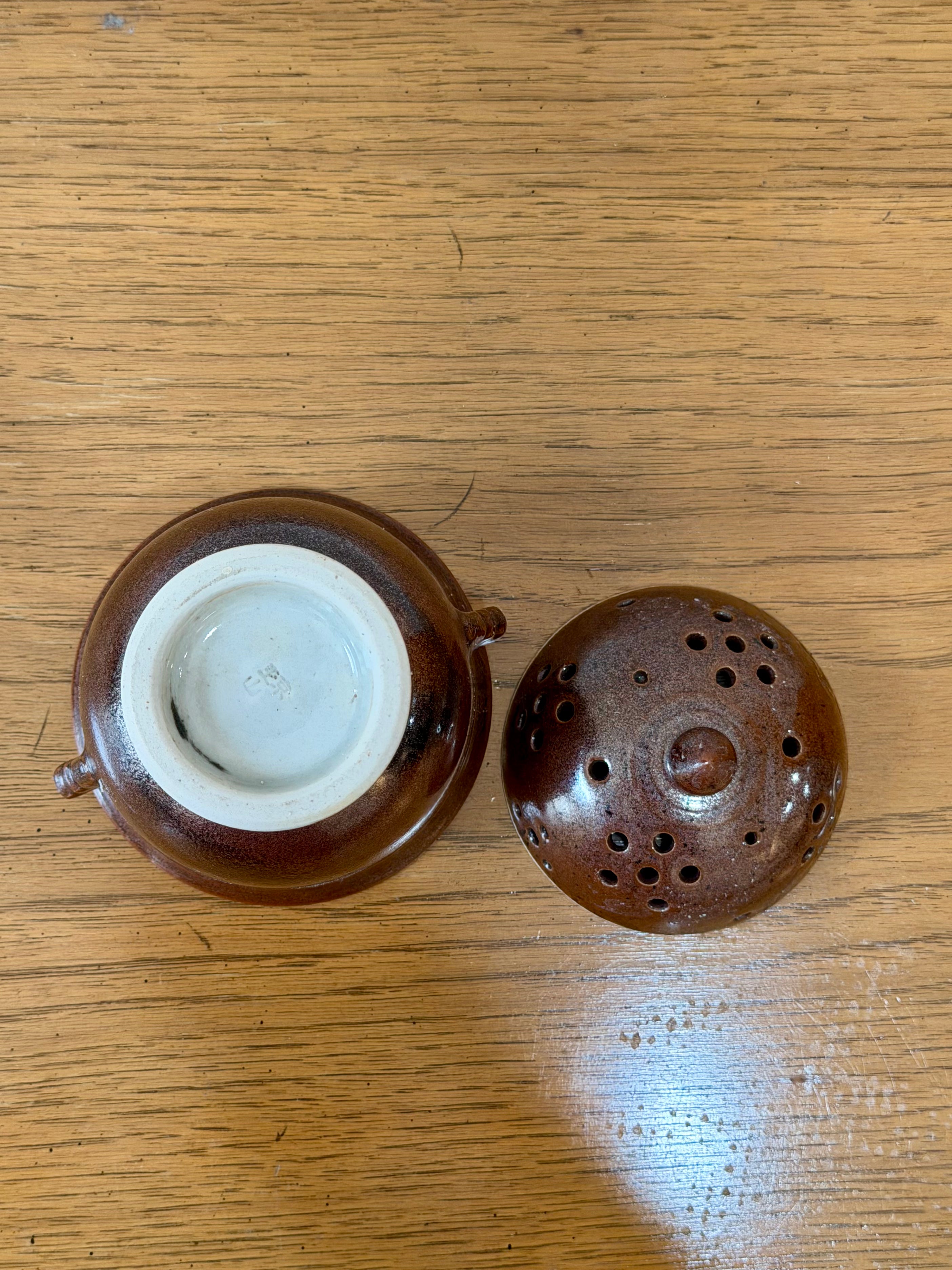 Brown Glazed Ceramic Garlic Keeper