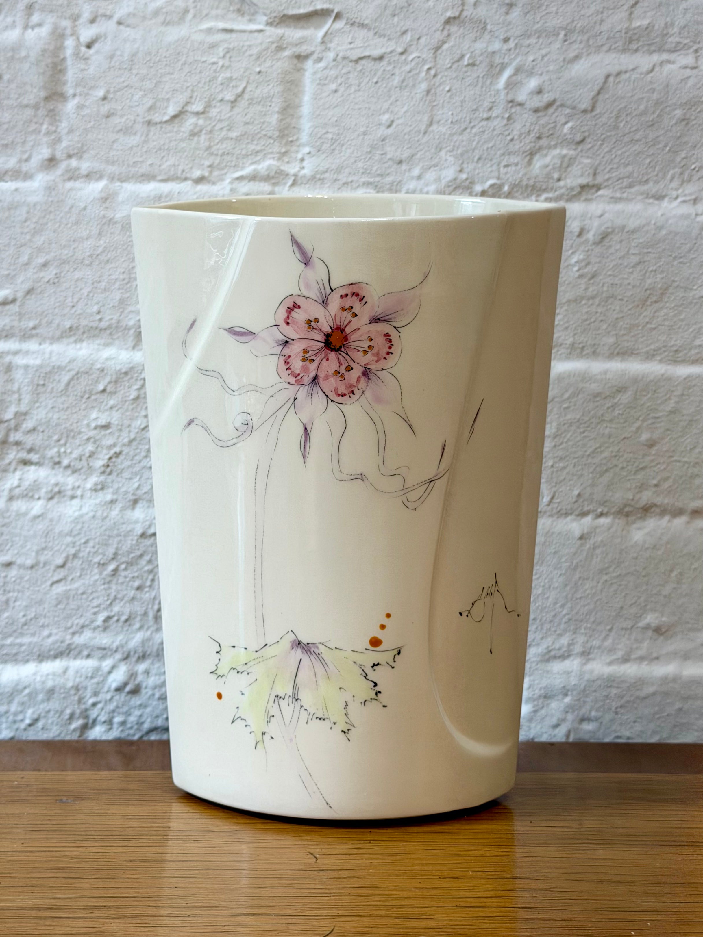 Barbara Baatz Studio Pottery Hand Painted Vase