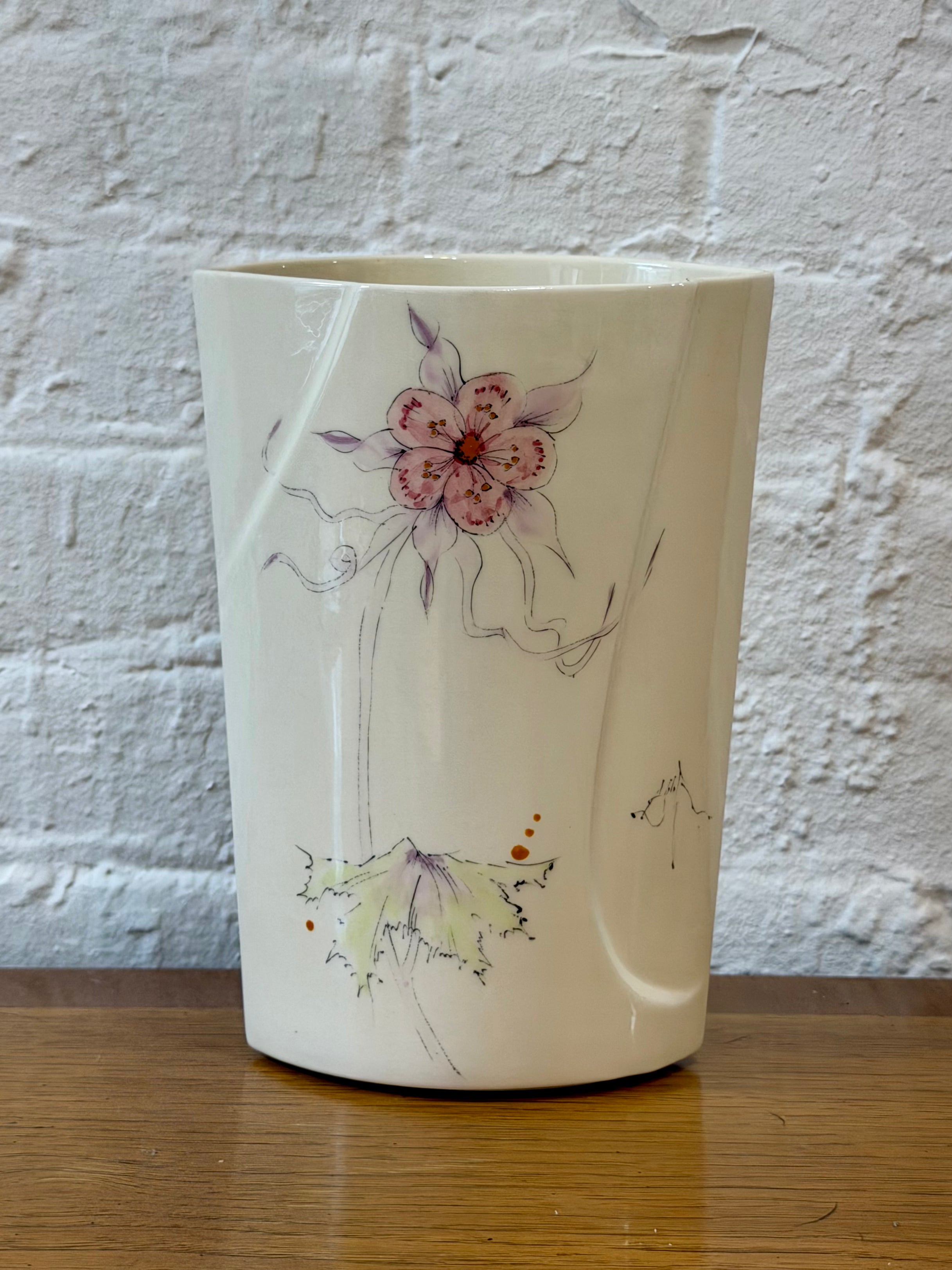 Barbara Baatz Studio Pottery Hand Painted Vase
