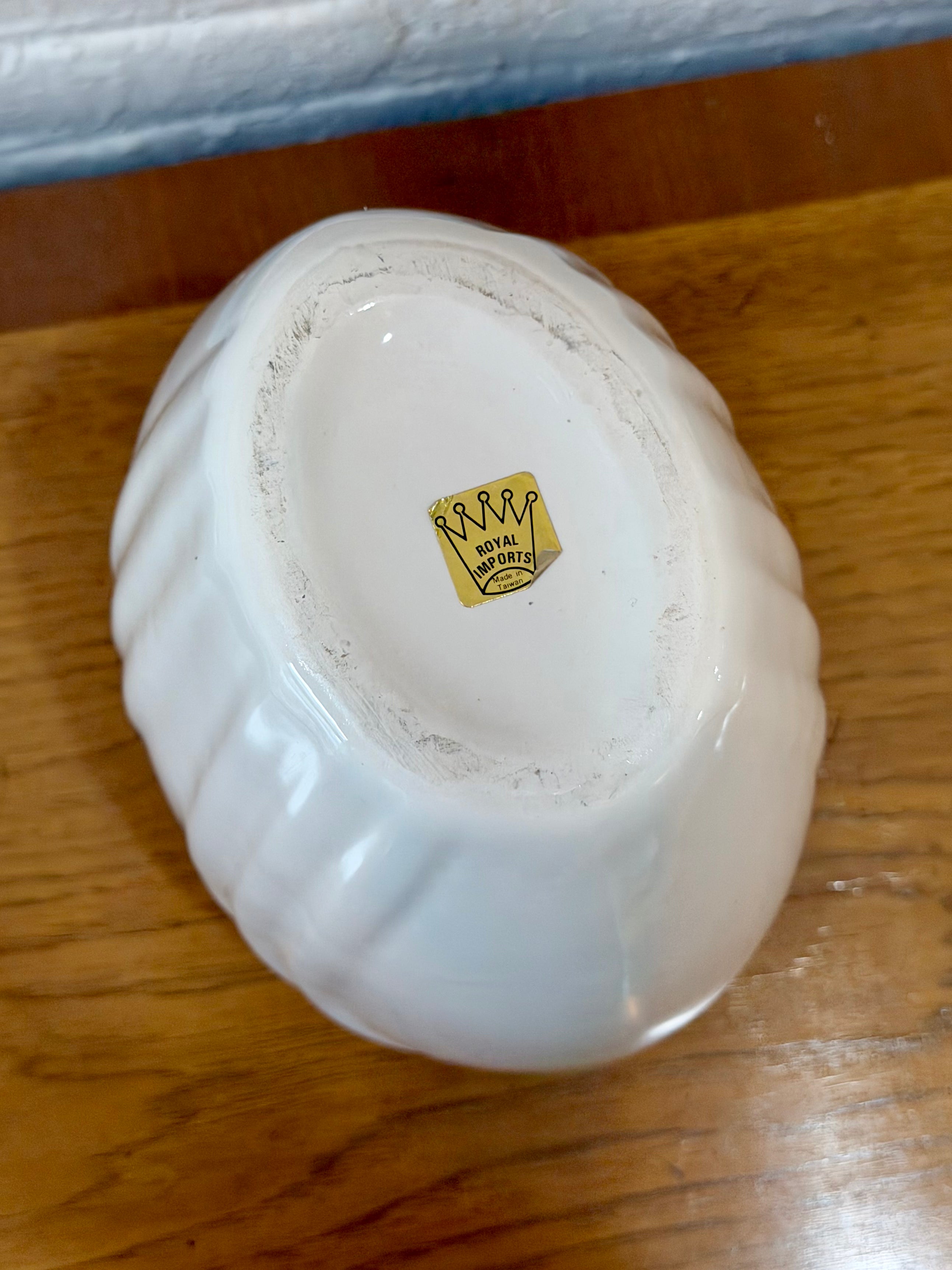 Art Deco Revival Style Glossy White Ceramic Fluted Vase