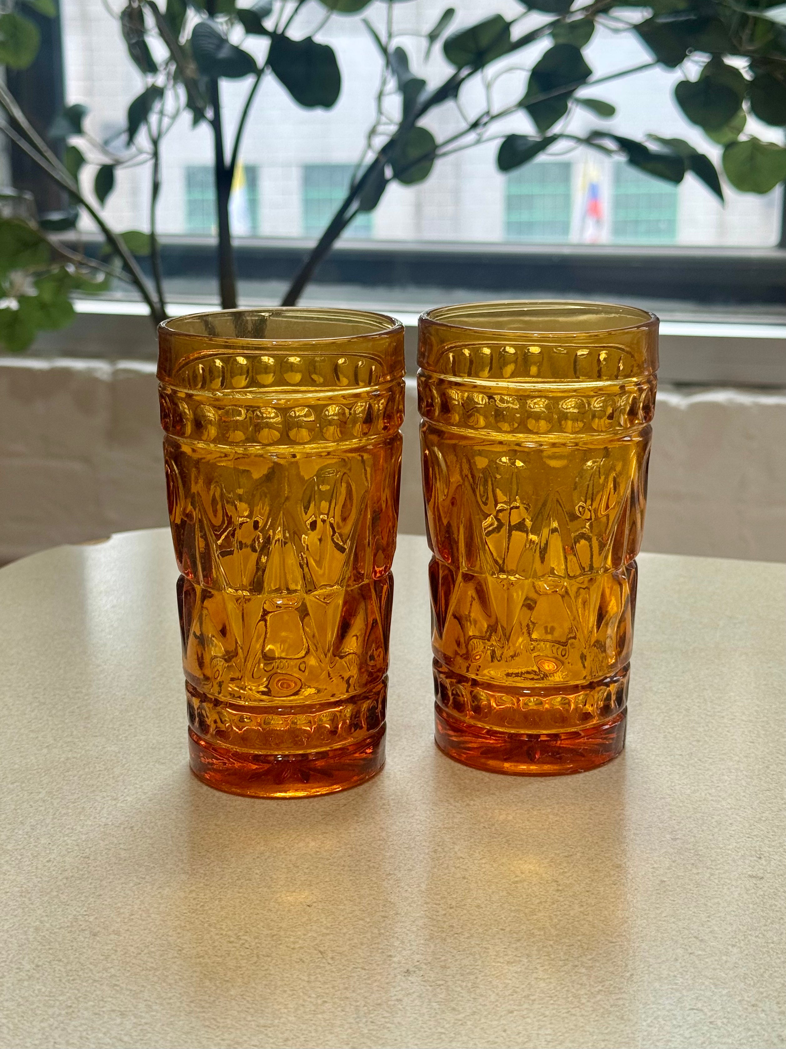 Indiana Glass Colony Park Lane Amber Tumbler Glass