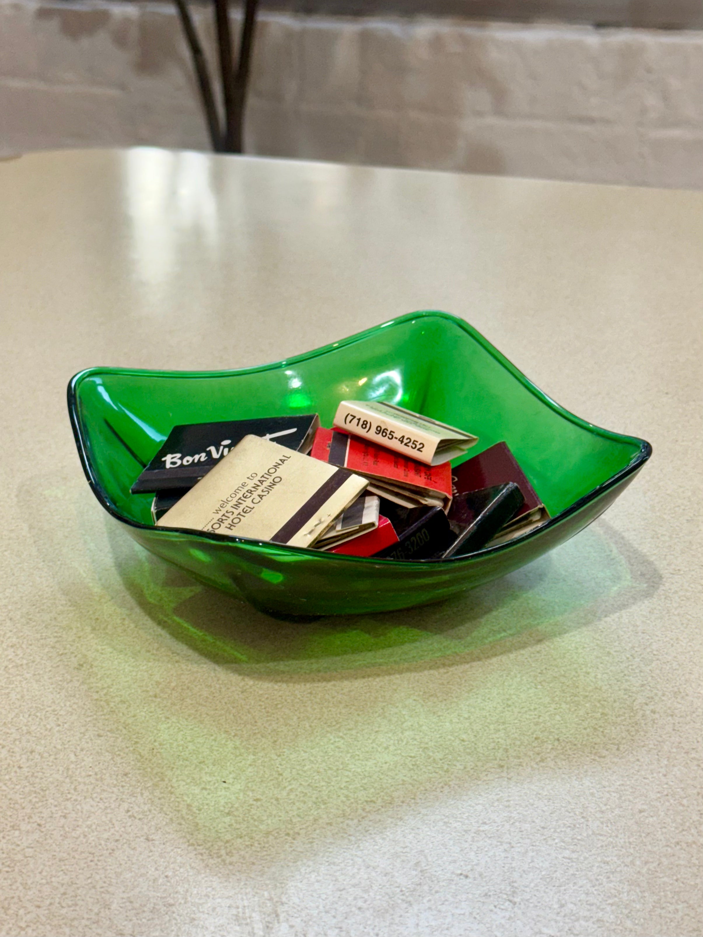 Anchor Hocking Forest Green Glass Bowl