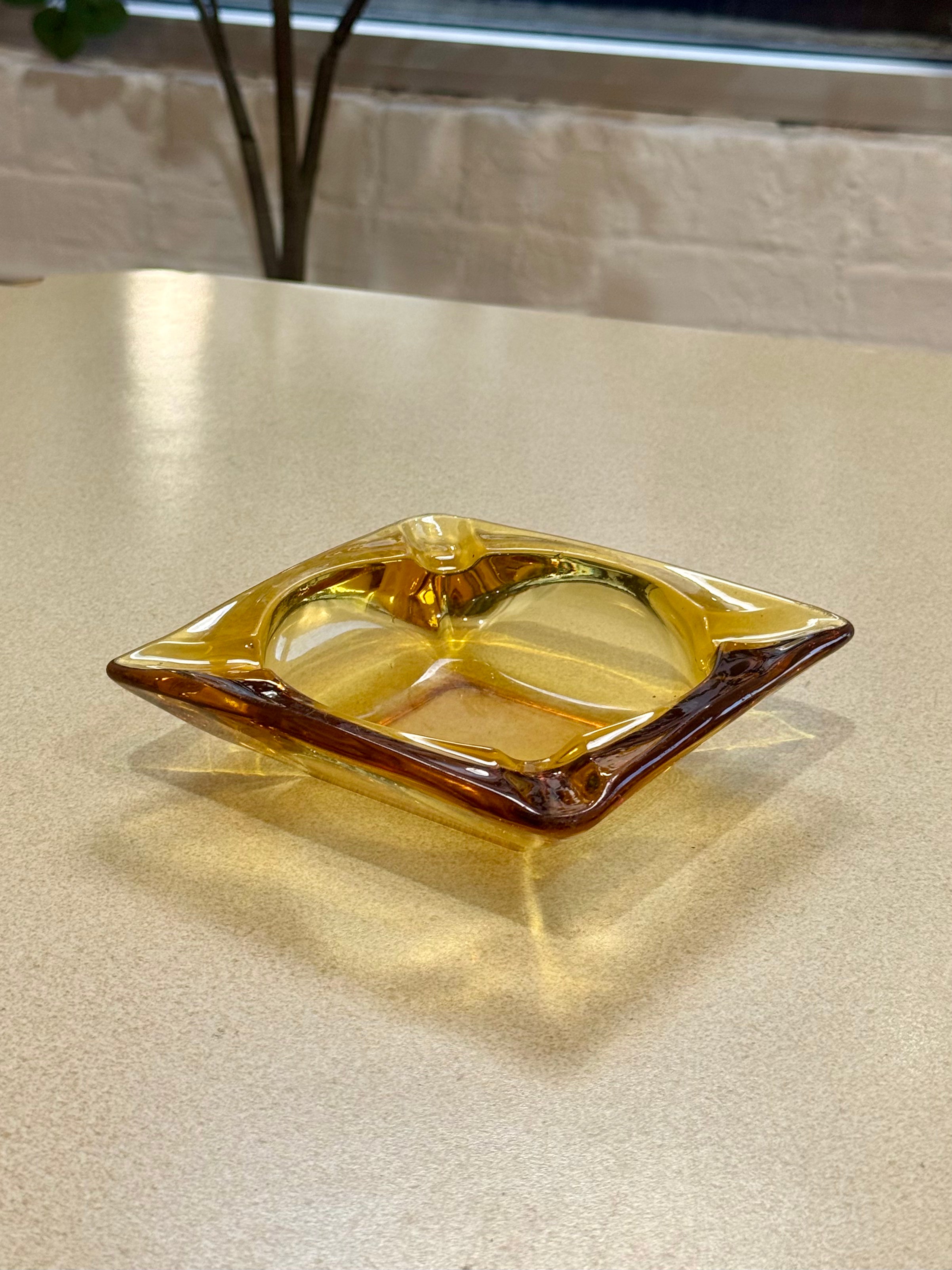 Amber Glass Ashtray