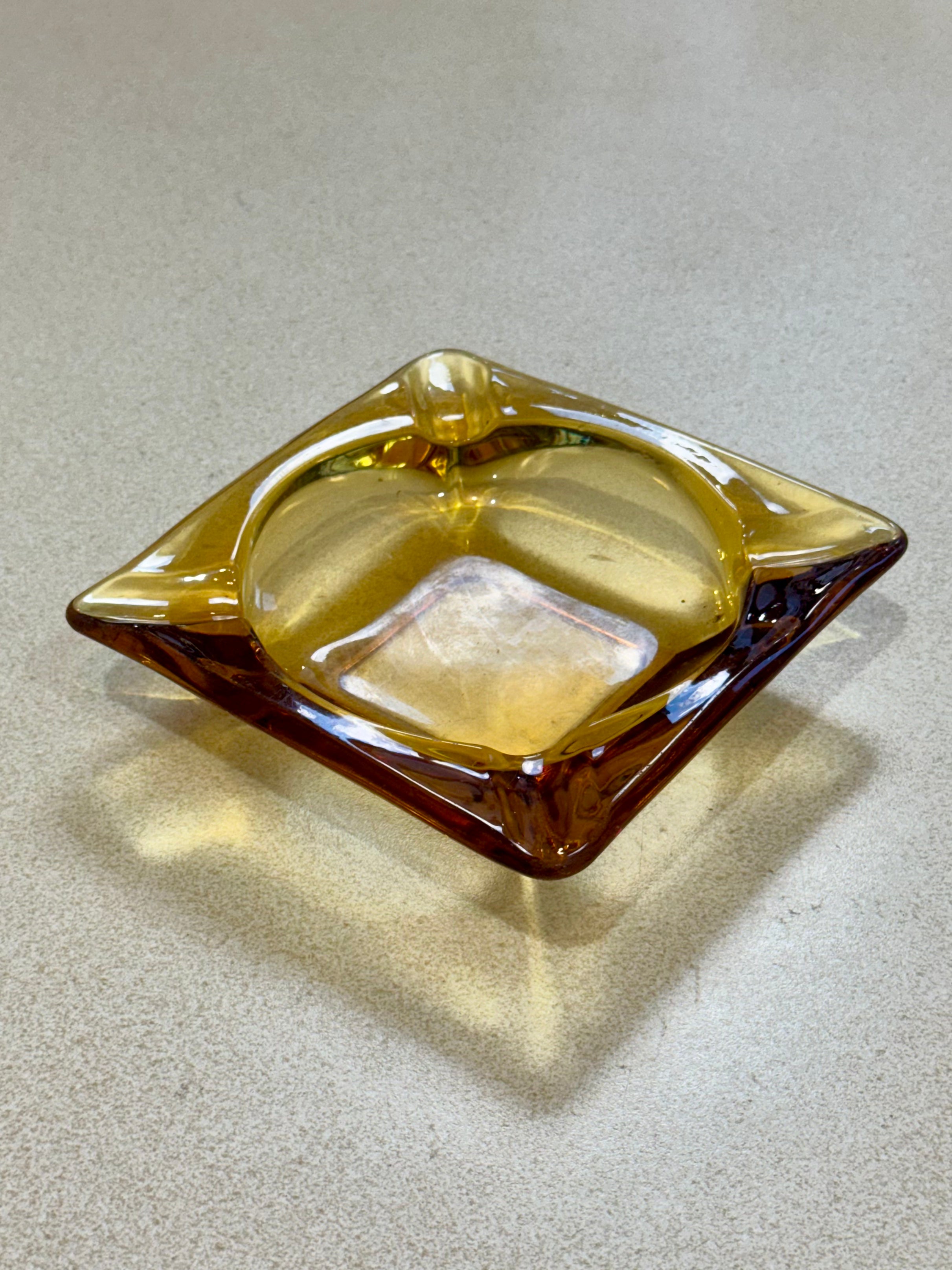 Amber Glass Ashtray