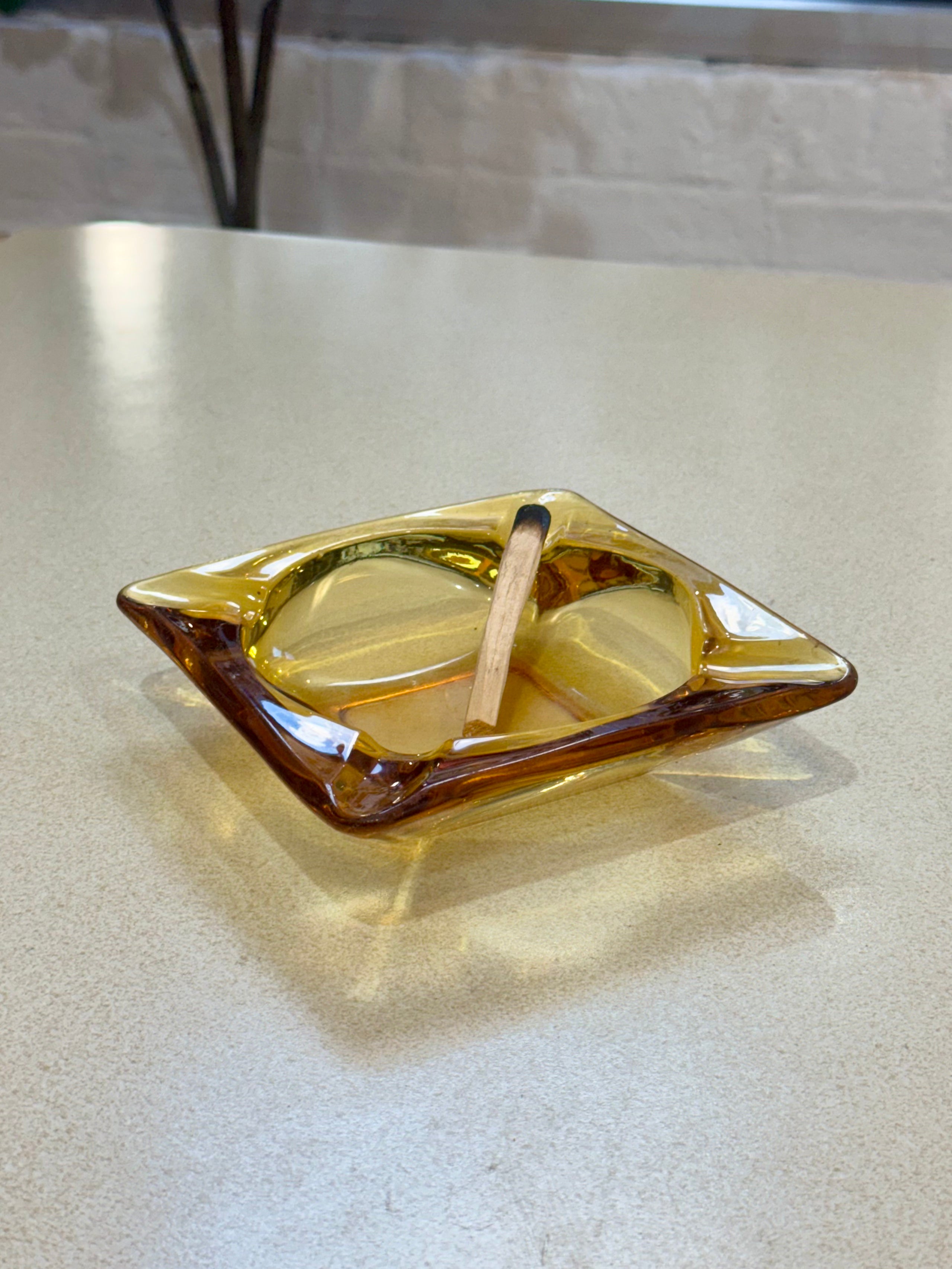 Amber Glass Ashtray