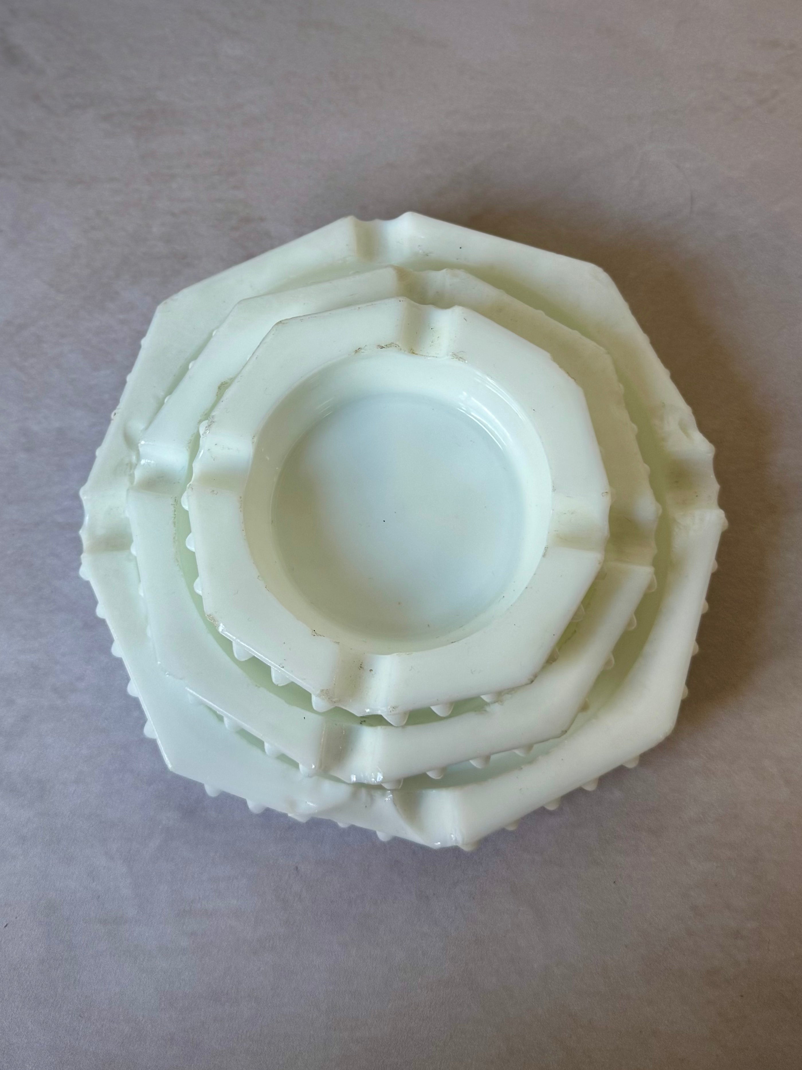 Vintage Hobnail Milk Glass Ashtray