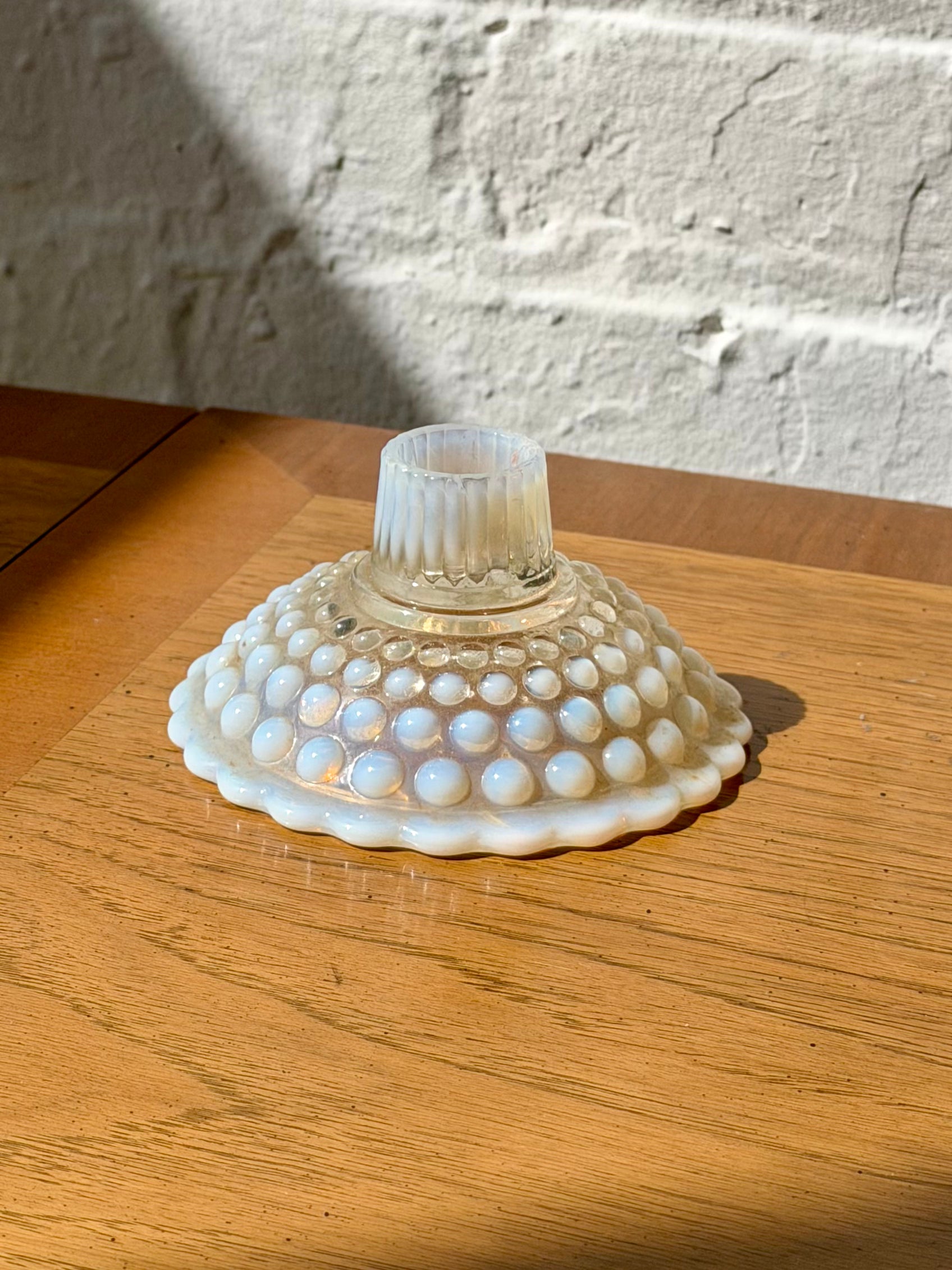 Opalescent Moonstone Hobnail Candle Holder