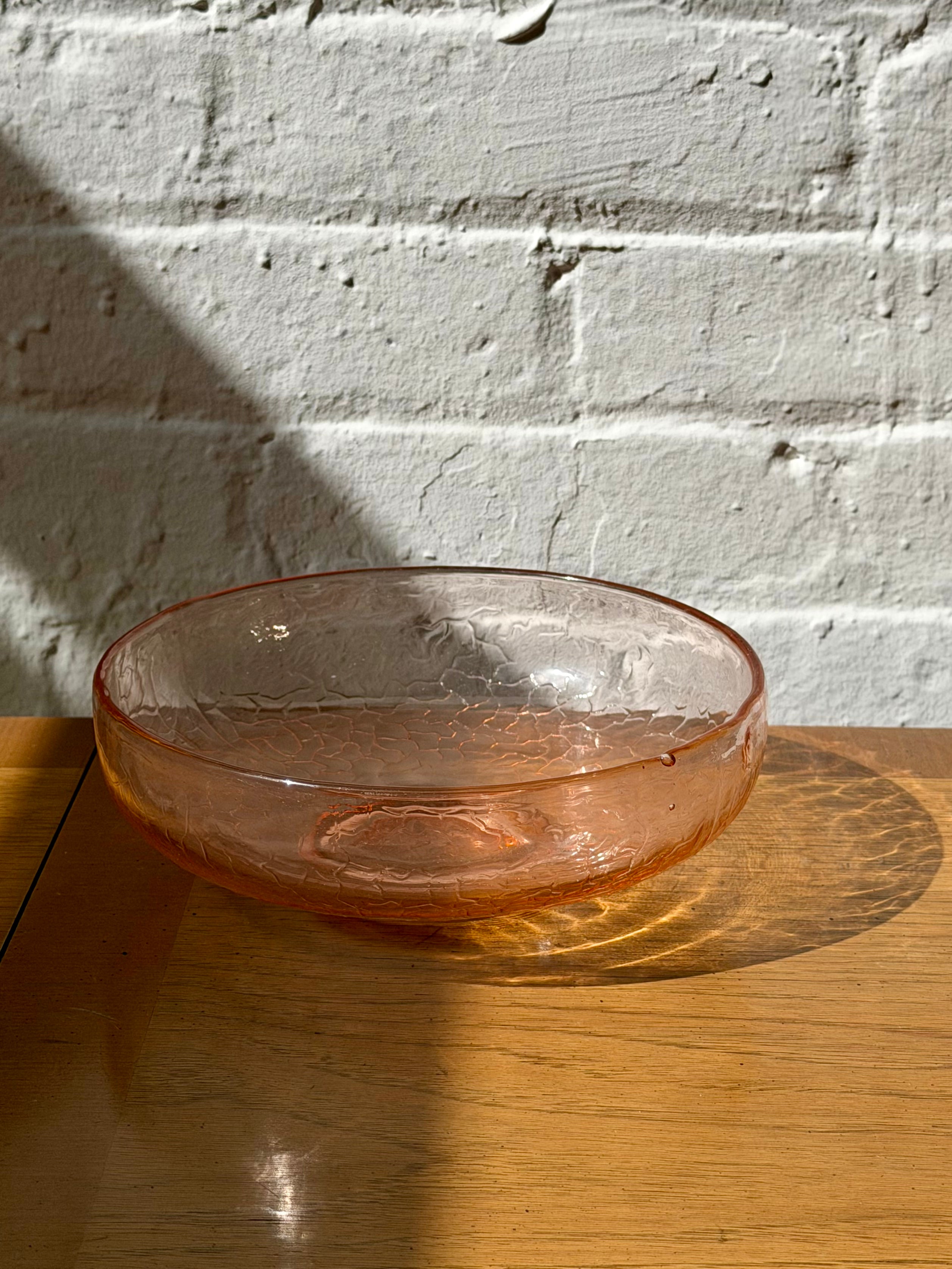 1930s Pink Crackle Glass Bowl