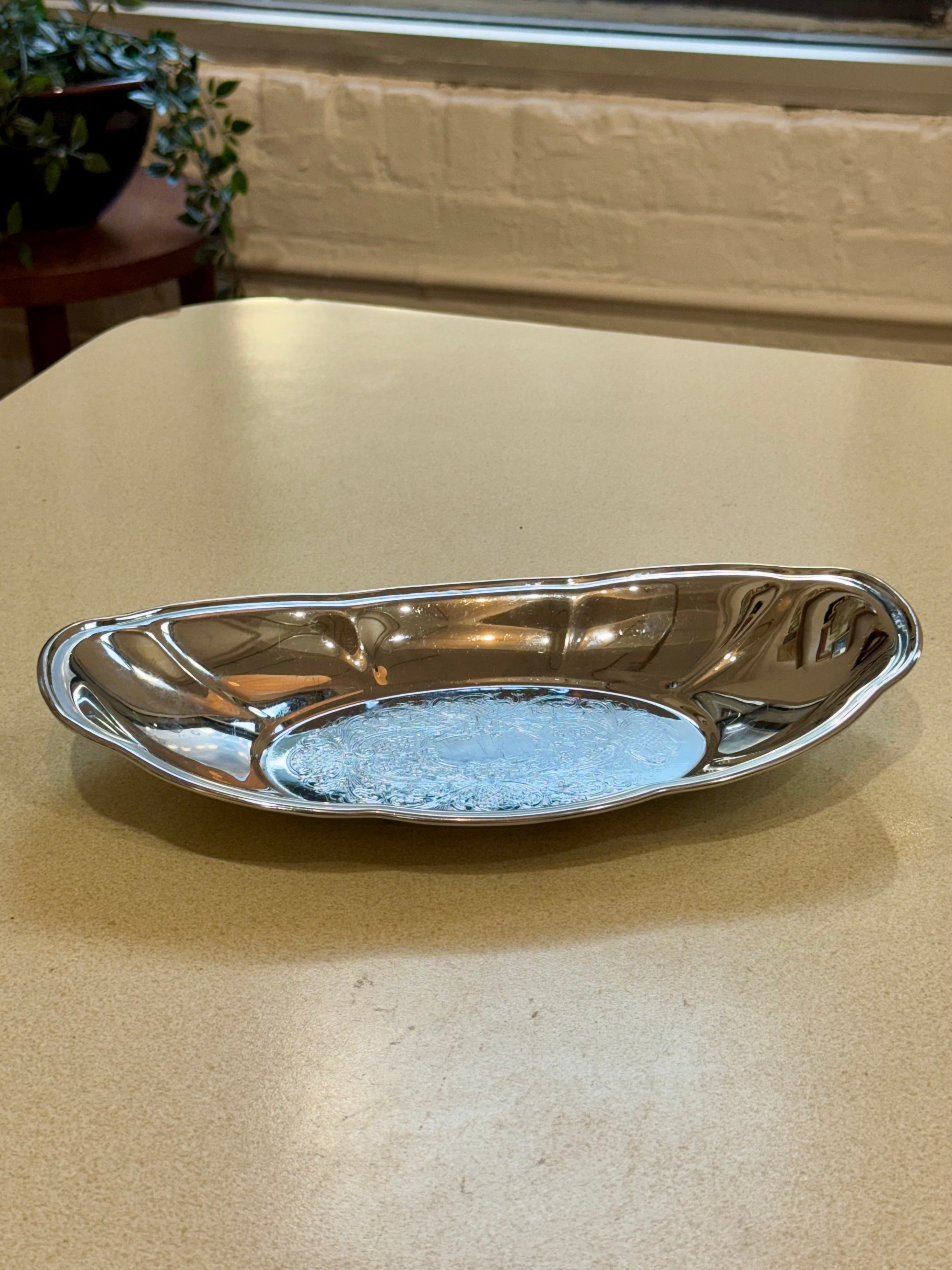 Silver Etched Serving Dish