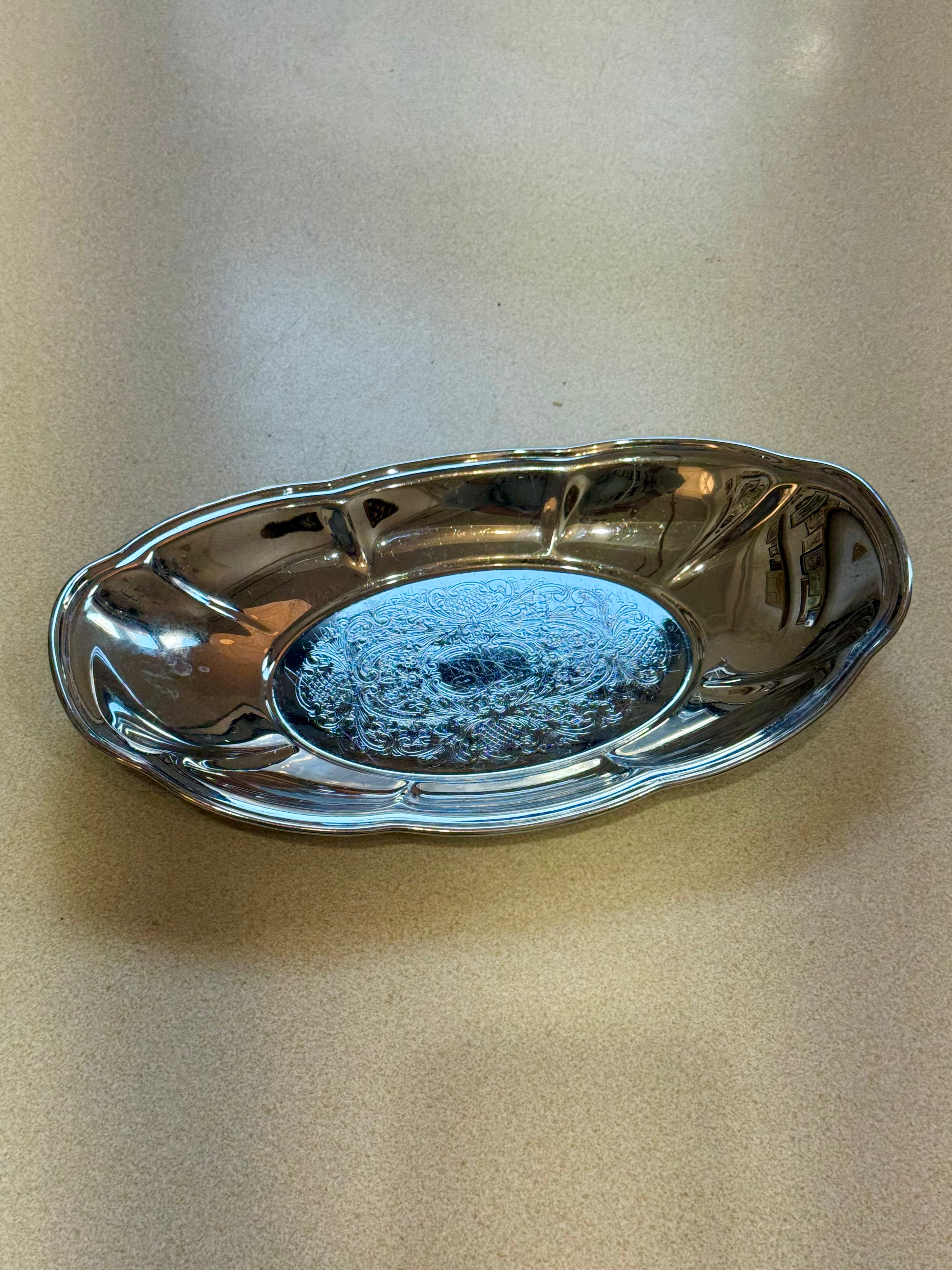 Silver Etched Serving Dish
