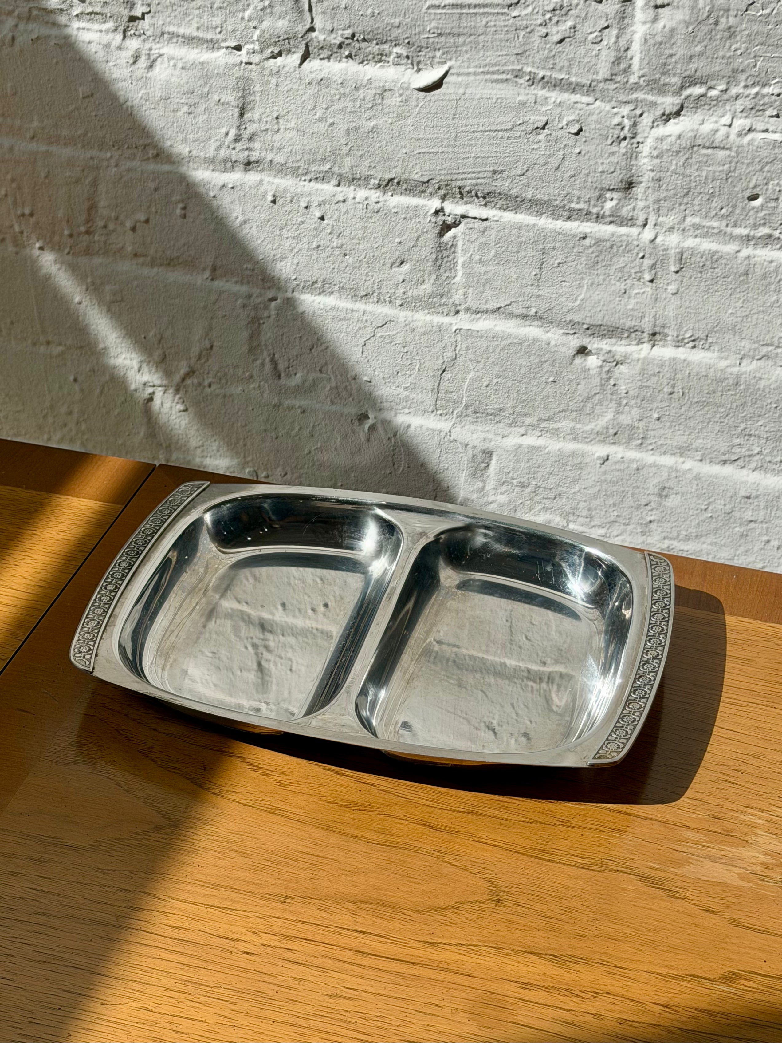 Mid Century Stainless Steel Divided Tray