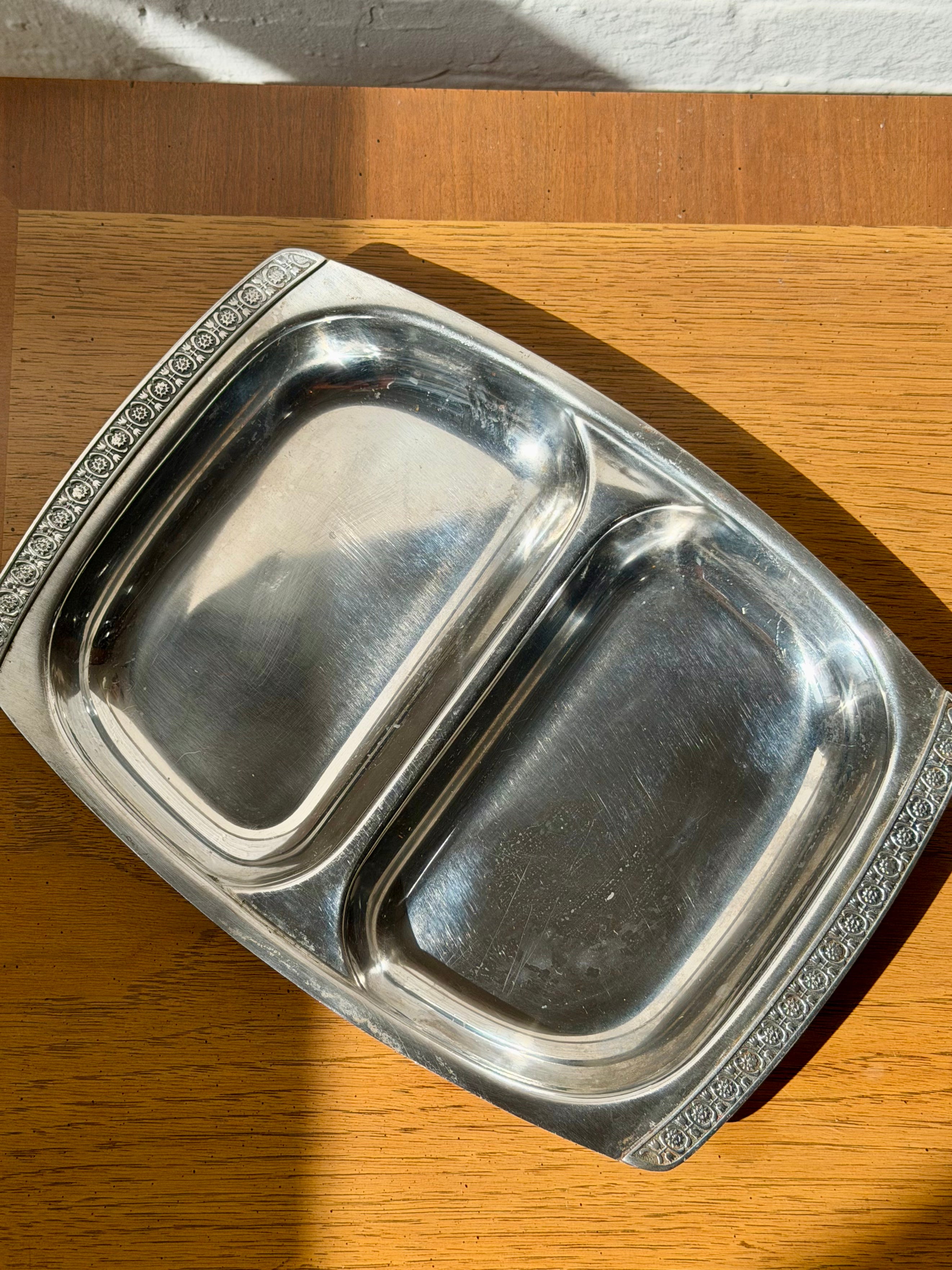 Mid Century Stainless Steel Divided Tray