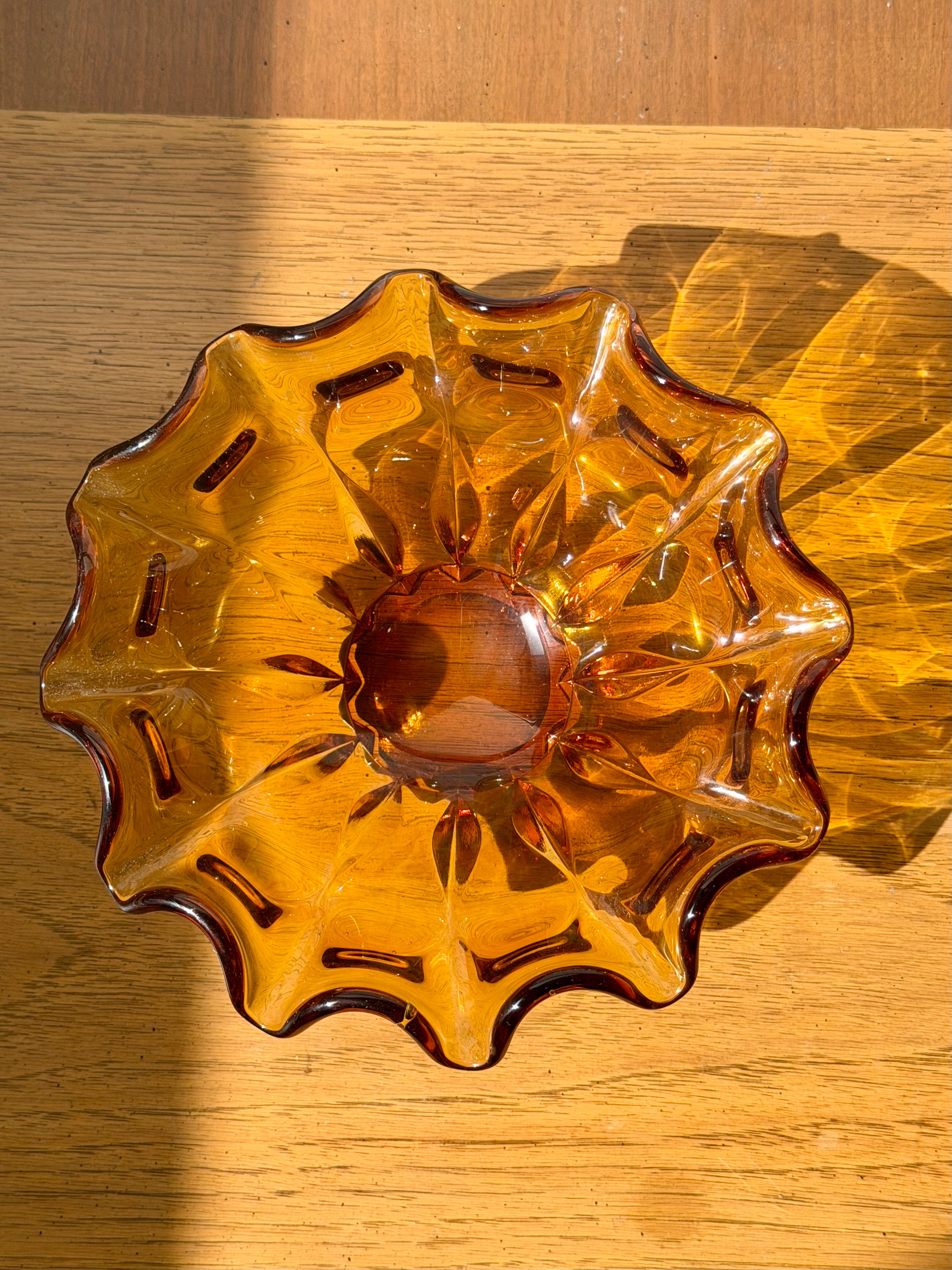 Marigold Carnival Glass Scalloped Rim Bowl