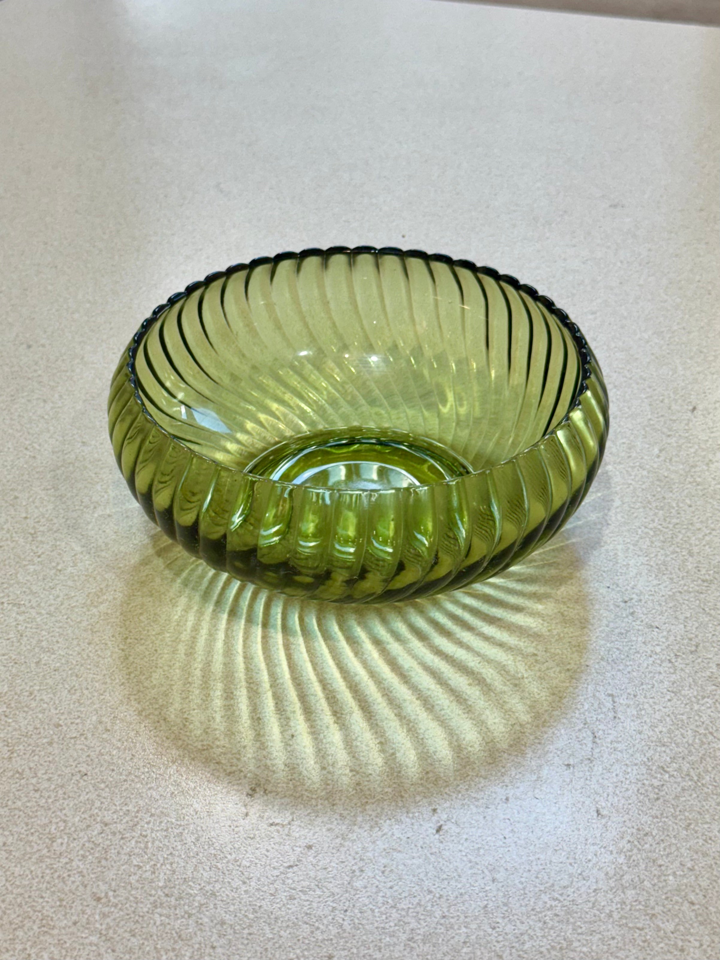 Anchor Hocking Soreno Green Swirl Glass Bowl