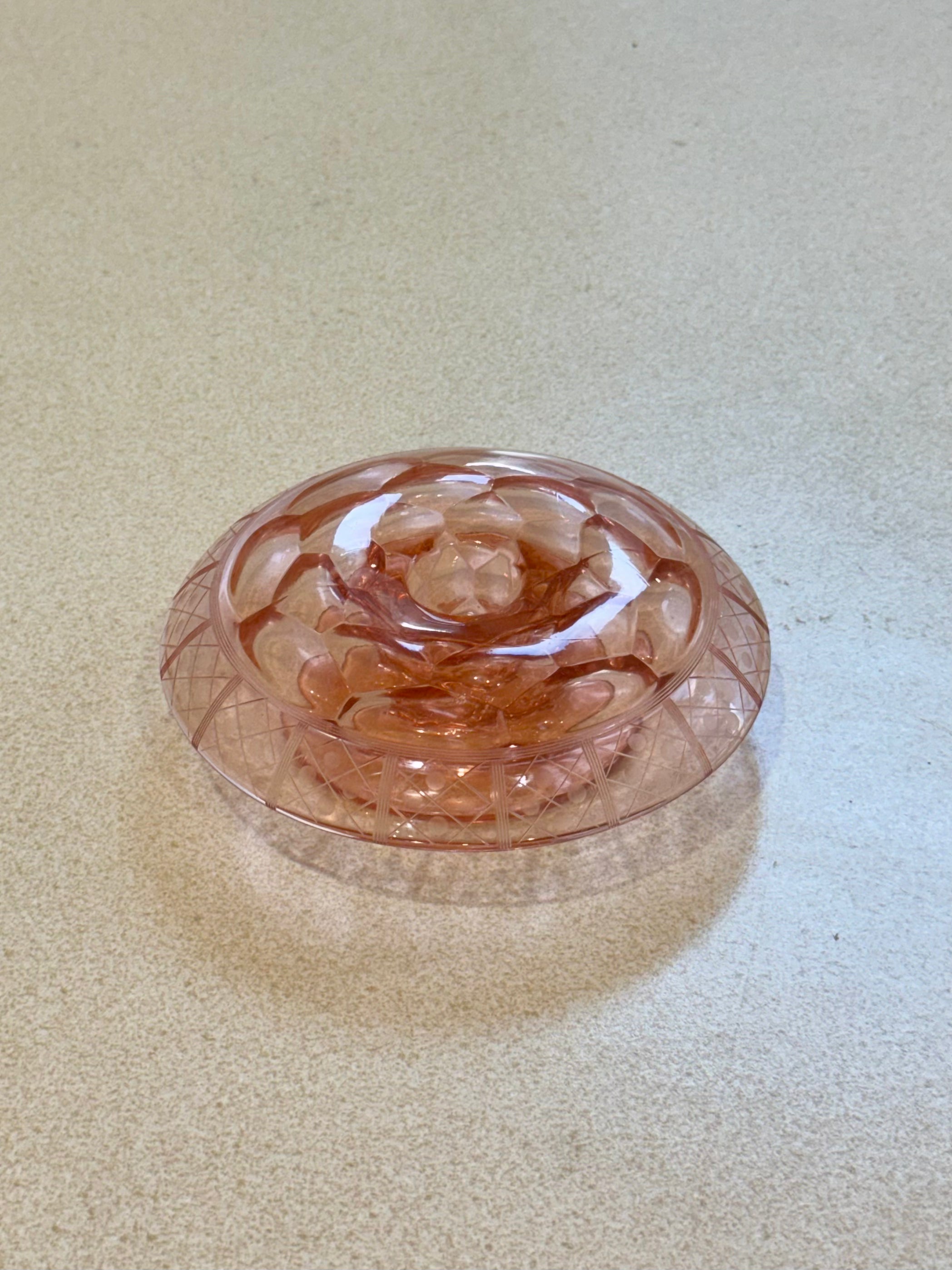 Pink Glass Candlestick Holder