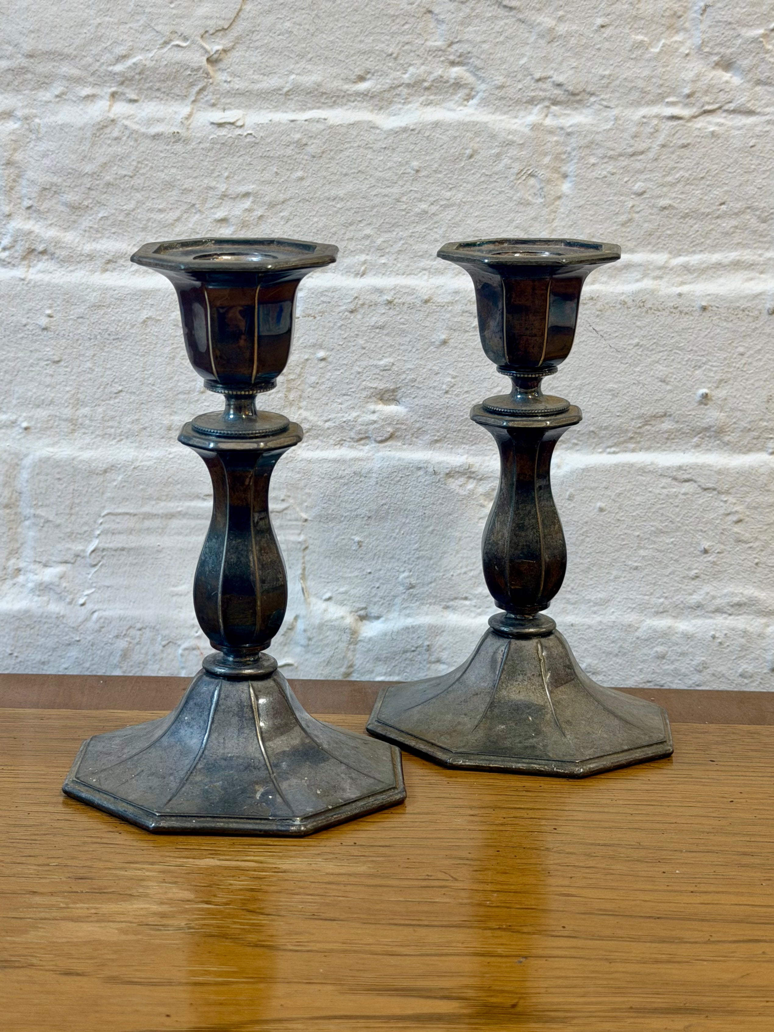 Antique Derby Silver Company Taper Candle Holders