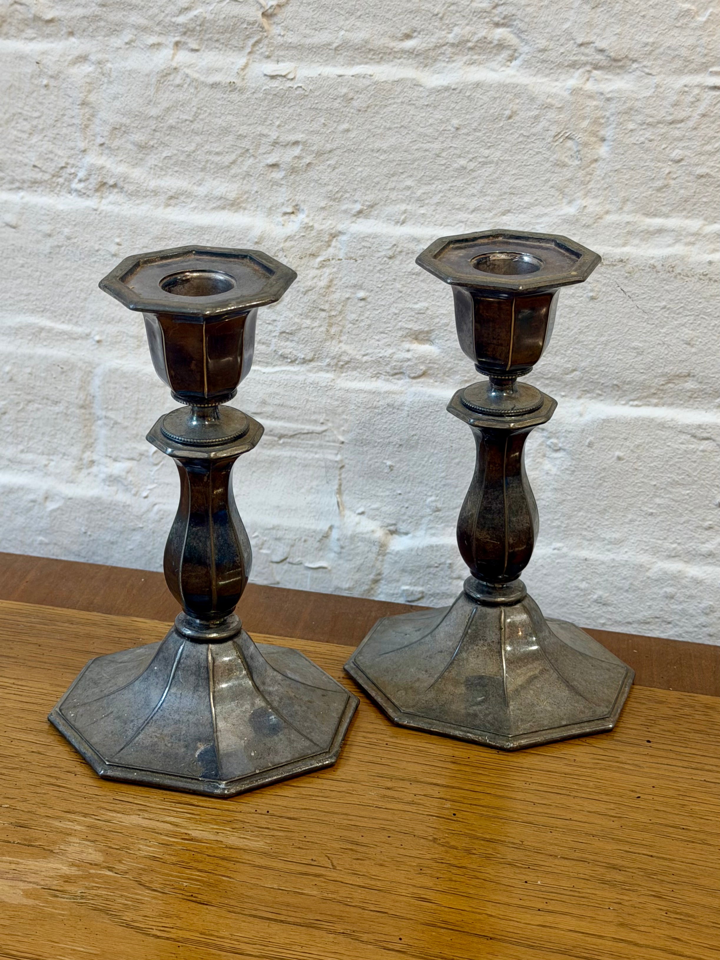 Antique Derby Silver Company Taper Candle Holders