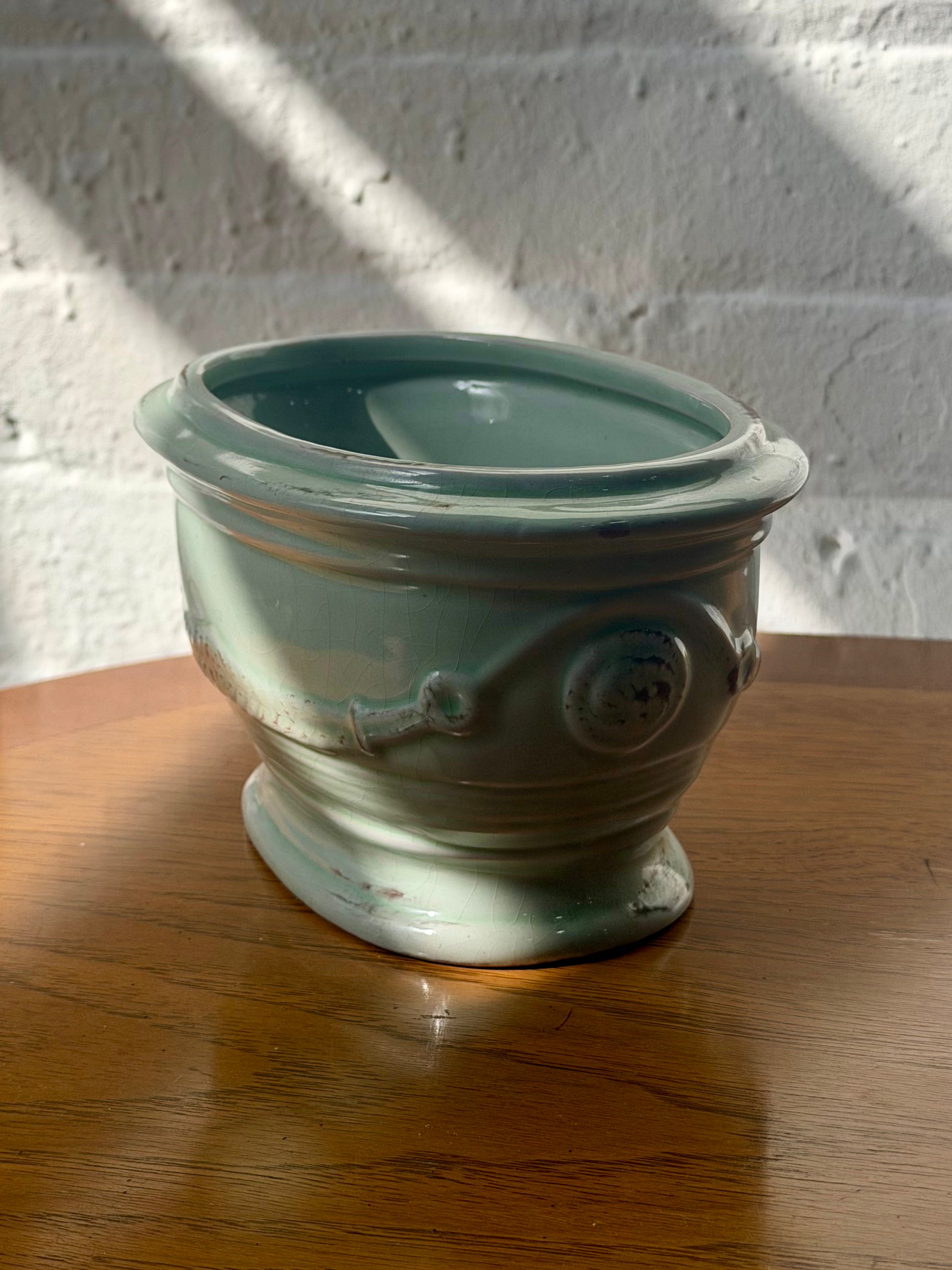 Blue Green Hand Painted Ceramic Planter