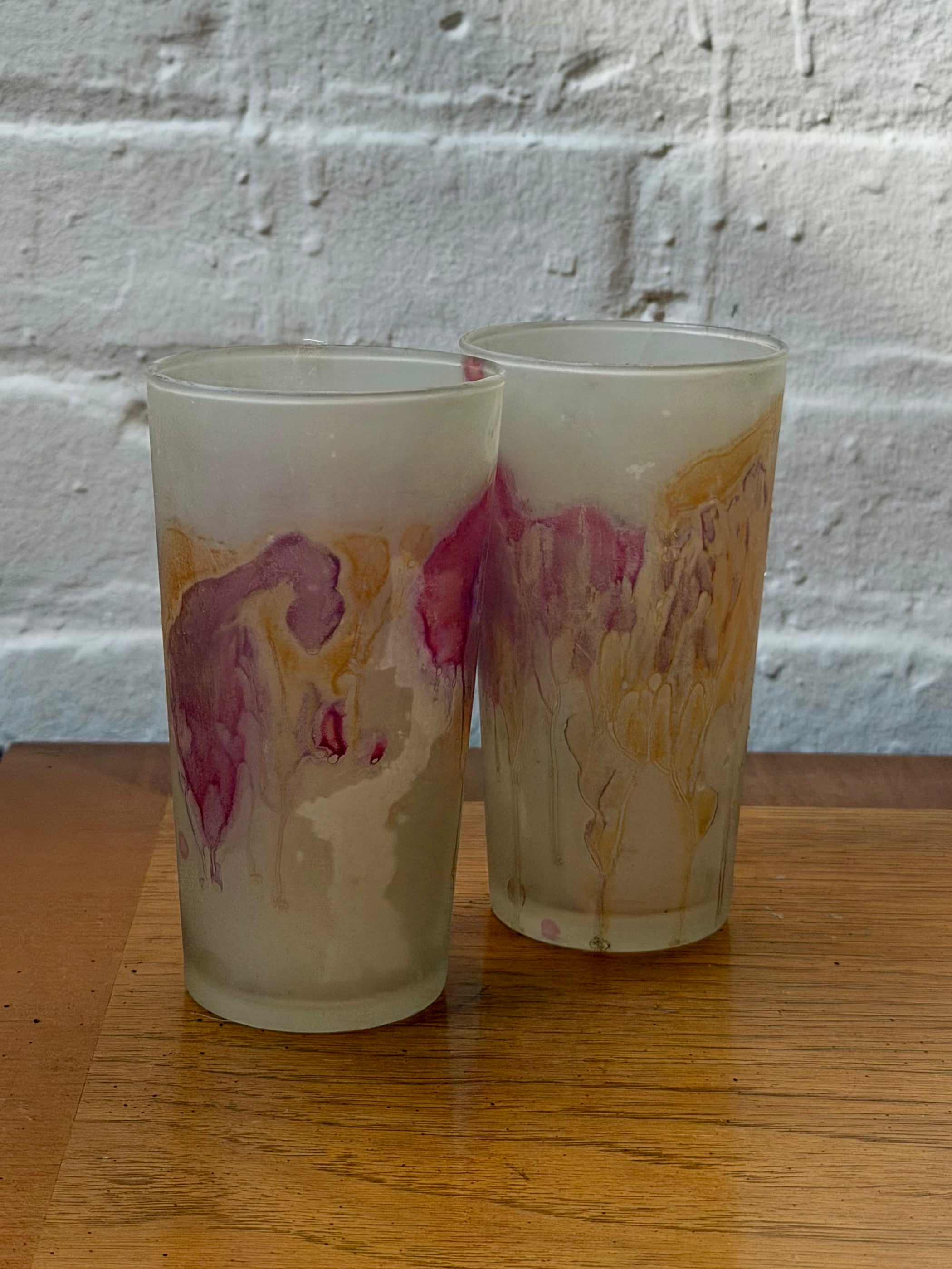 Art Deco Satin Frosted Tumbler Glasses