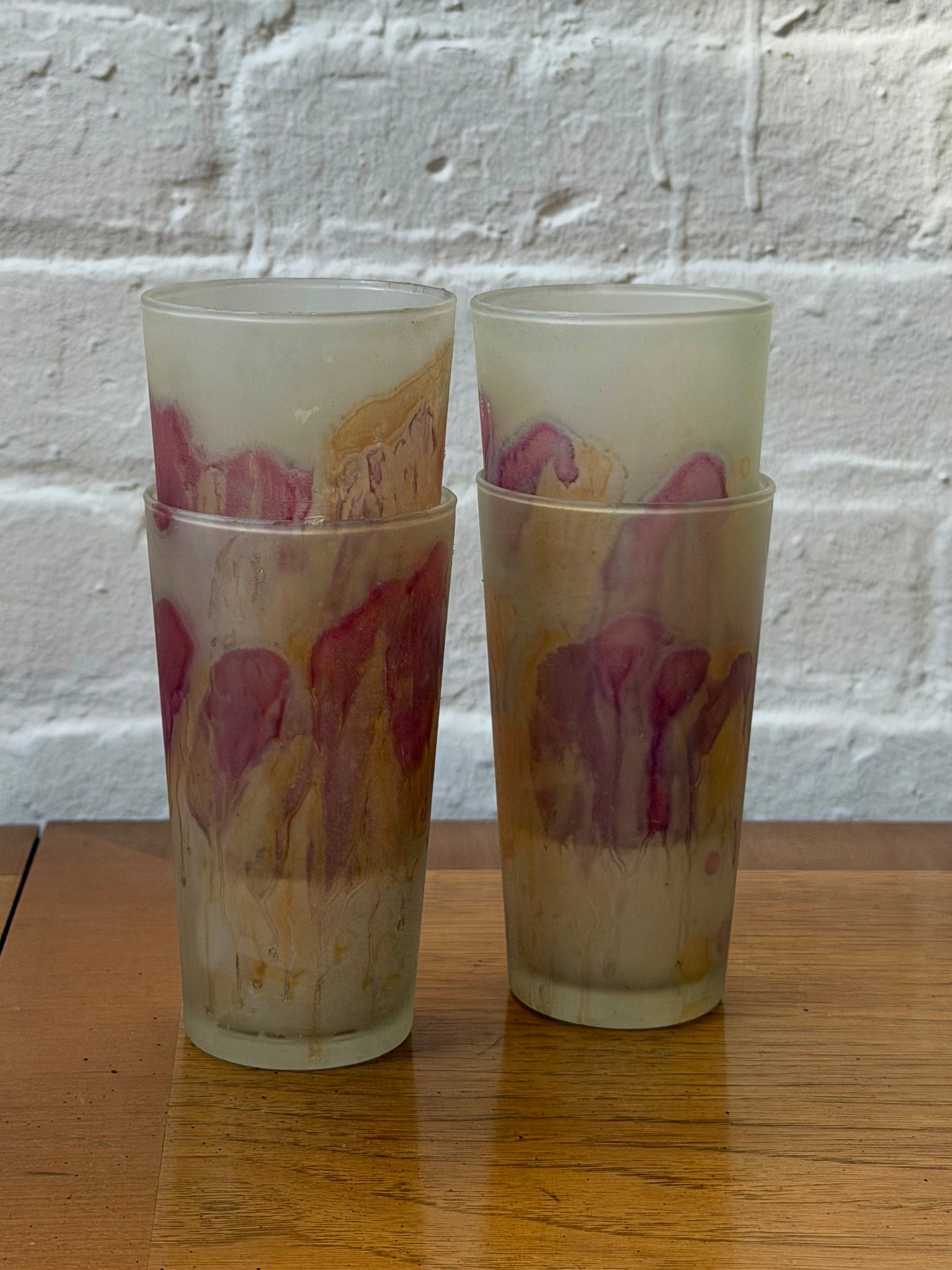 Art Deco Satin Frosted Tumbler Glasses